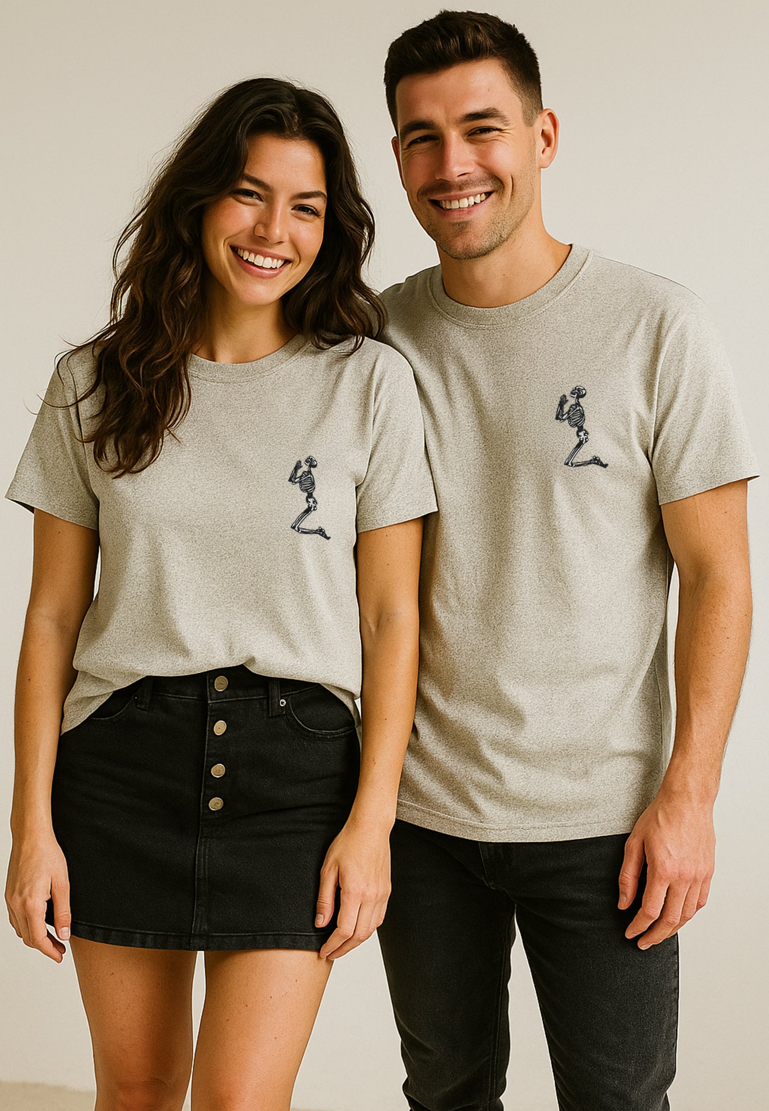 ESSENTIAL BIG SKELETON GREY MARL T-SHIRT