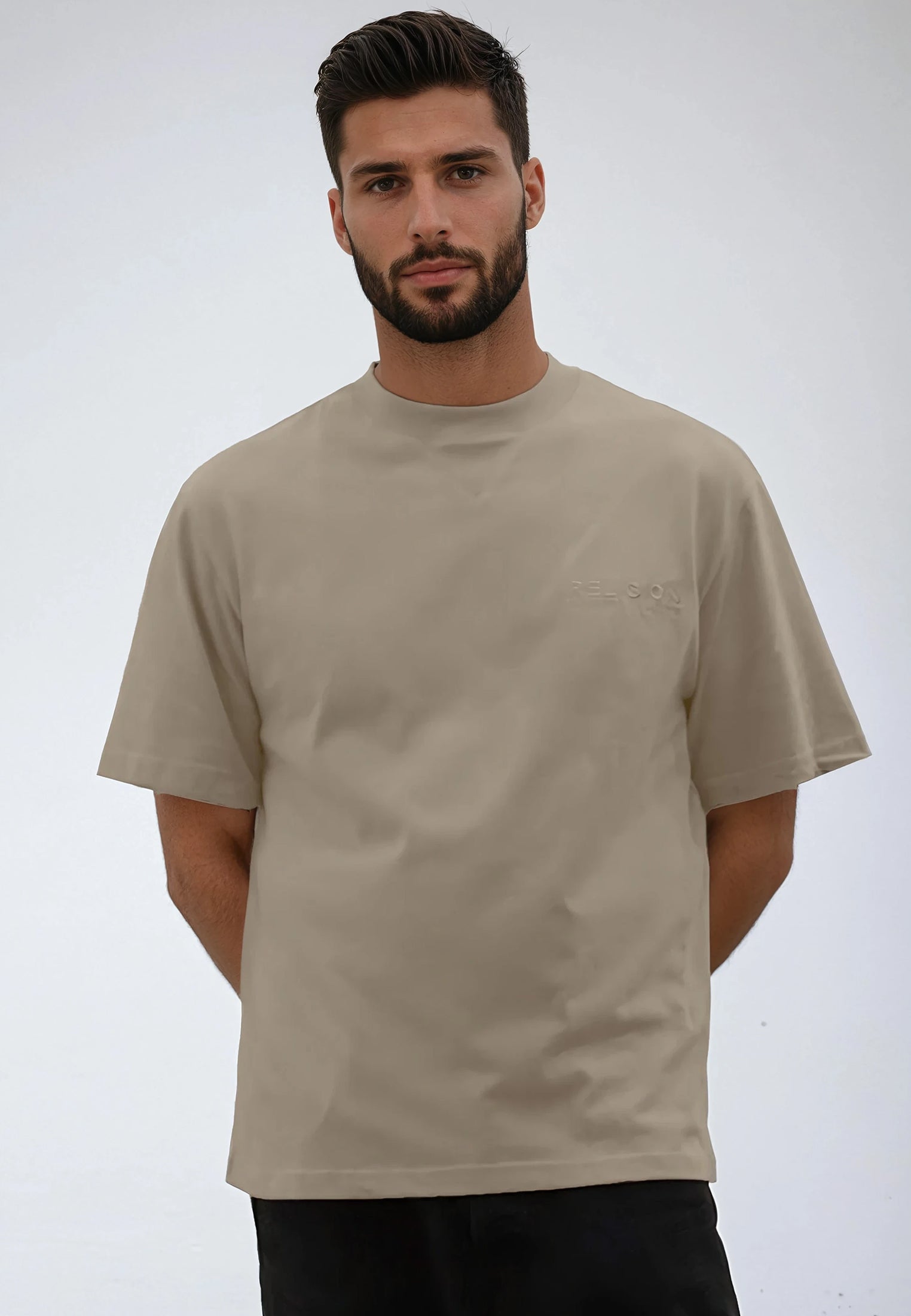 LOGO OVERSIZED T-SHIRT FAWN
