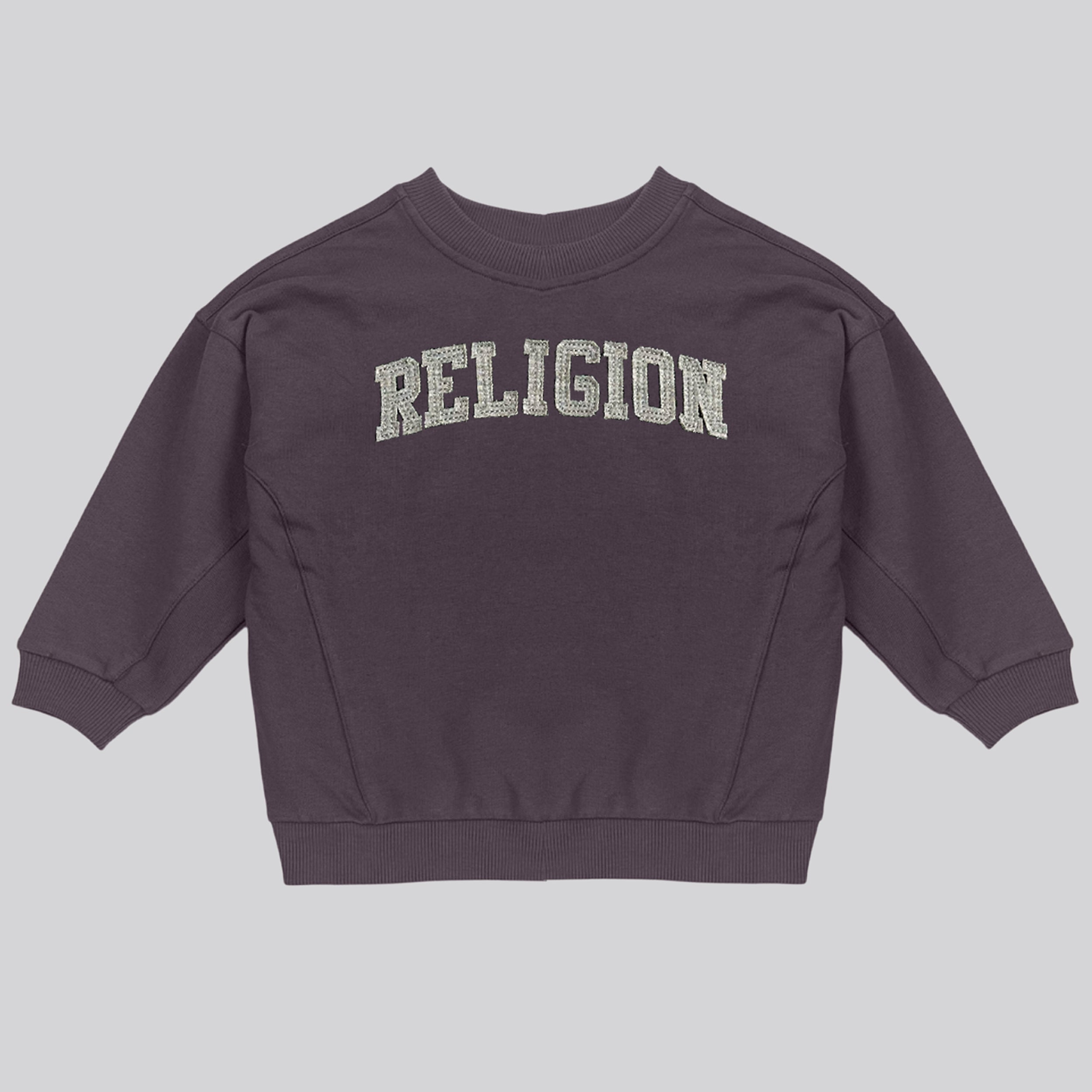 KIDS RELIGION APPLIQUÉ OVERSIZED SWEATSHIRT MAUVE