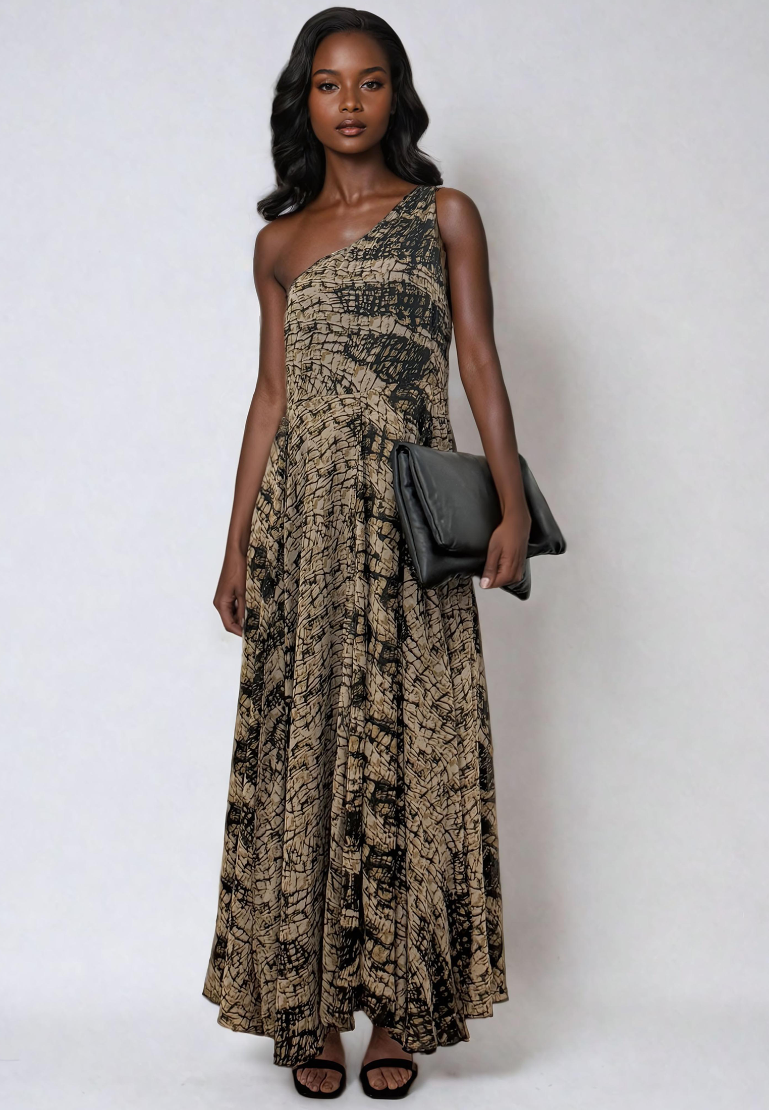 SIGNATURE MAXI DRESS HIDE PRINT