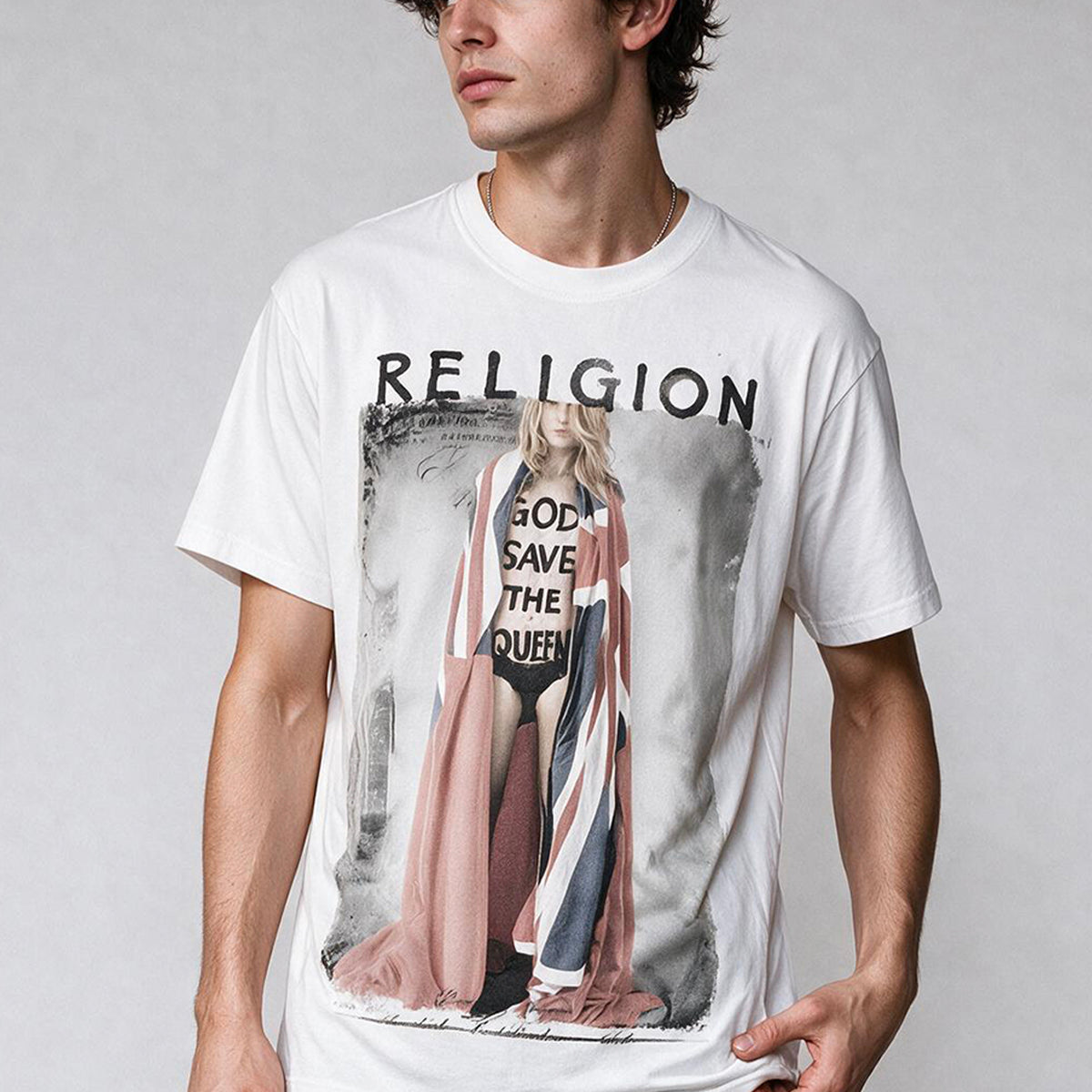 RELIGION God Save The Queen White T-Shirt