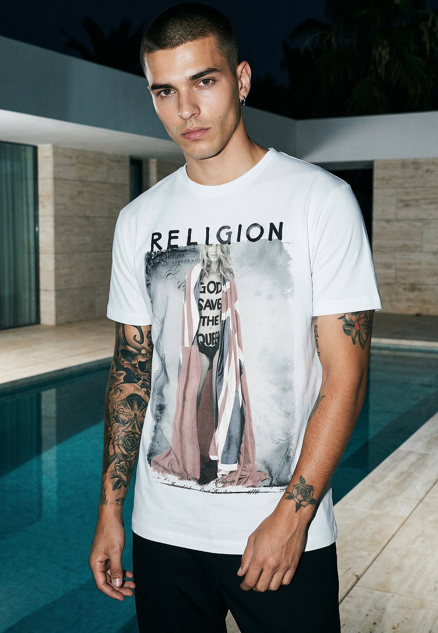 RELIGION God Save The Queen White T-Shirt