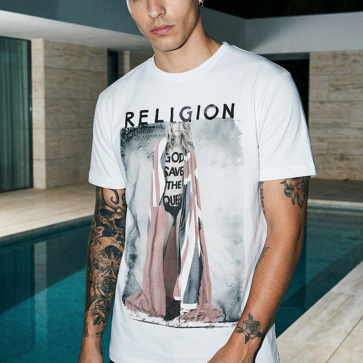 RELIGION God Save The Queen White T-Shirt