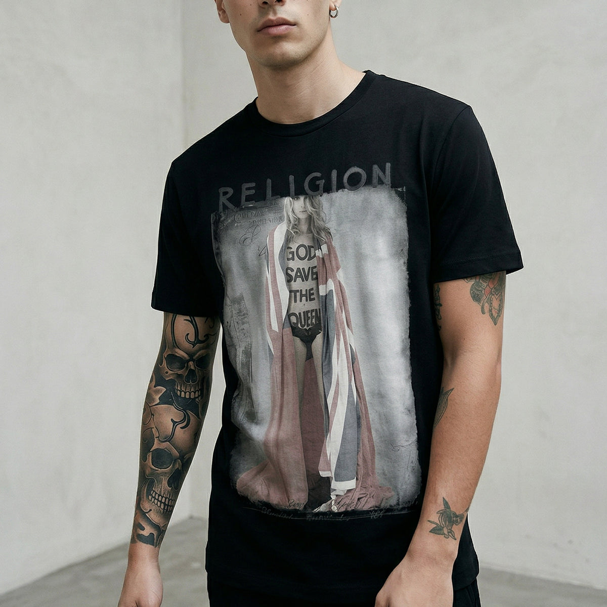 RELIGION God Save The Queen Black T-Shirt