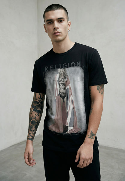 RELIGION God Save The Queen Black T-Shirt