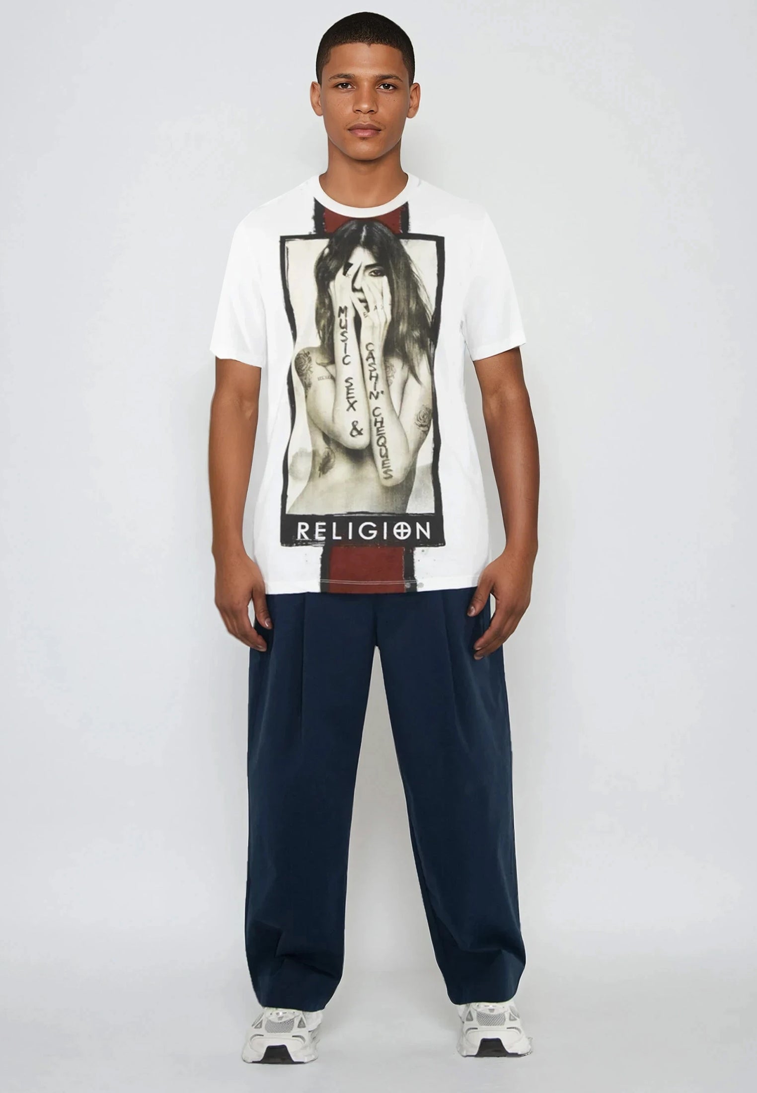 MUSIC SEX & CASHIN CHEQUES WHITE T-SHIRT