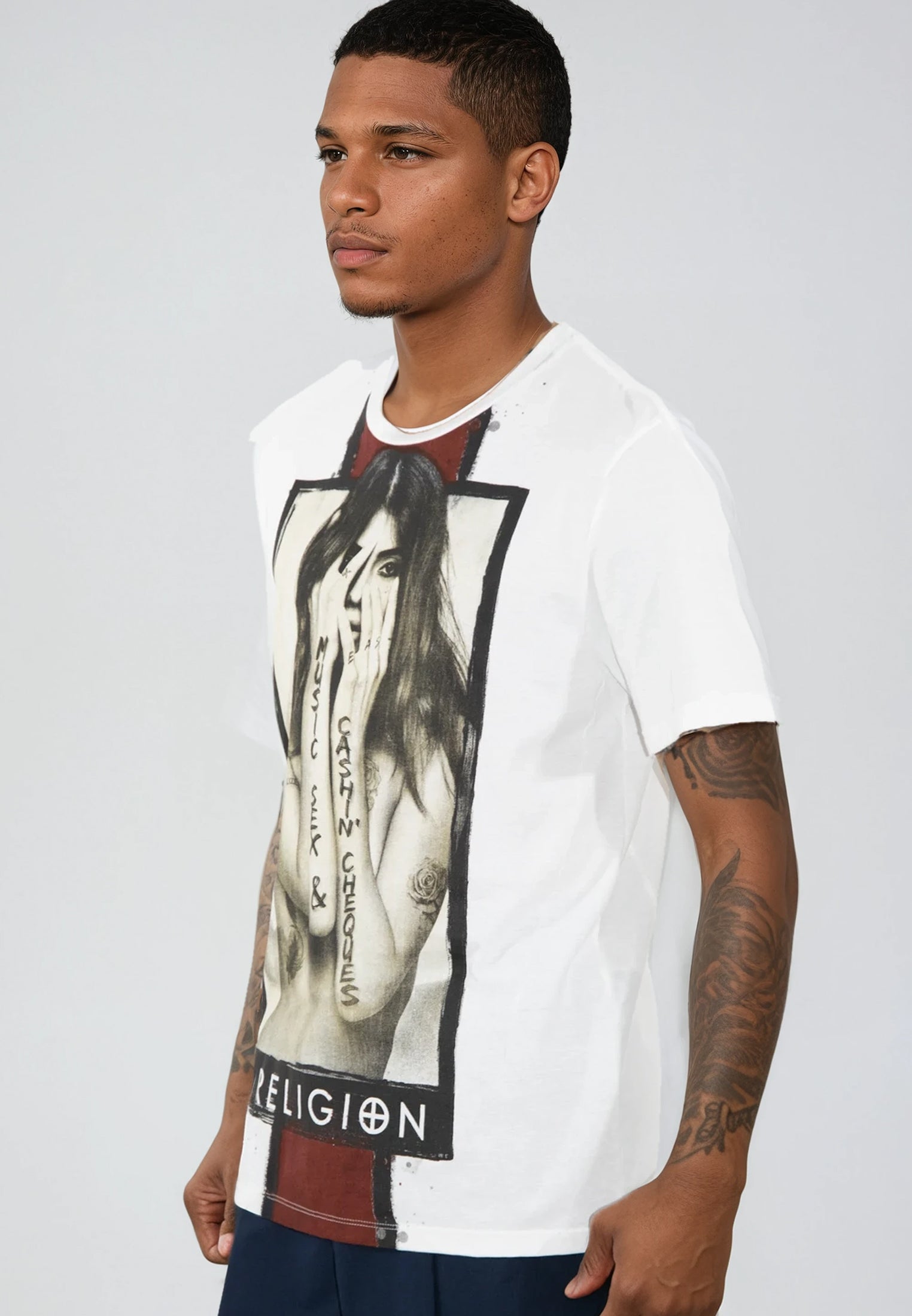 MUSIC SEX & CASHIN CHEQUES WHITE T-SHIRT