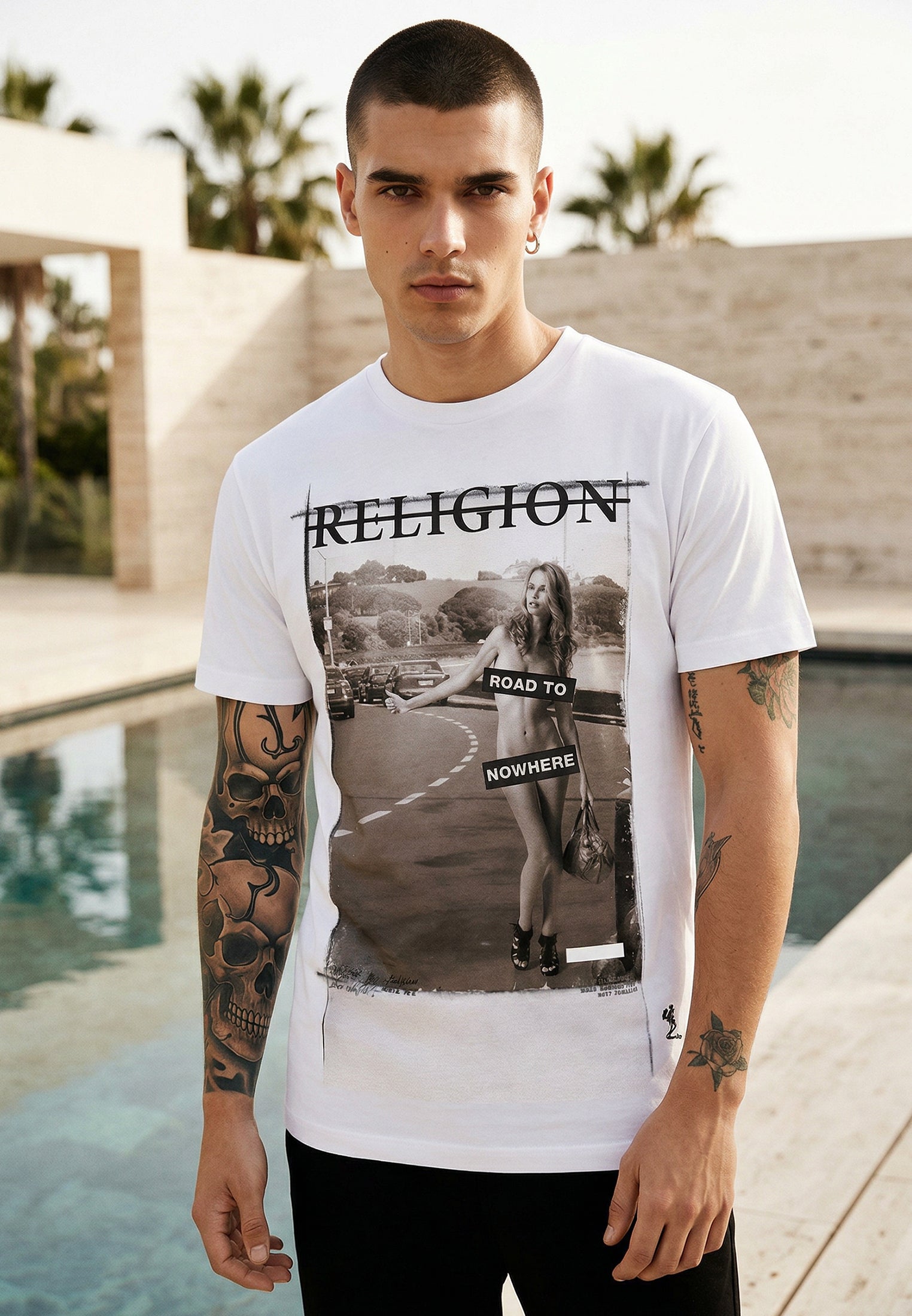 ROAD TO NOWHERE WHITE  T-SHIRT