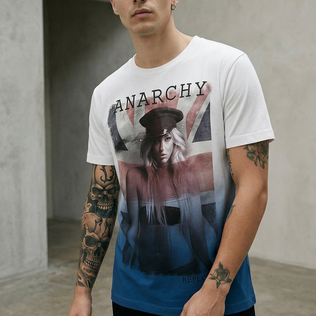 RELIGION Anarchy White & Blue T-Shirt