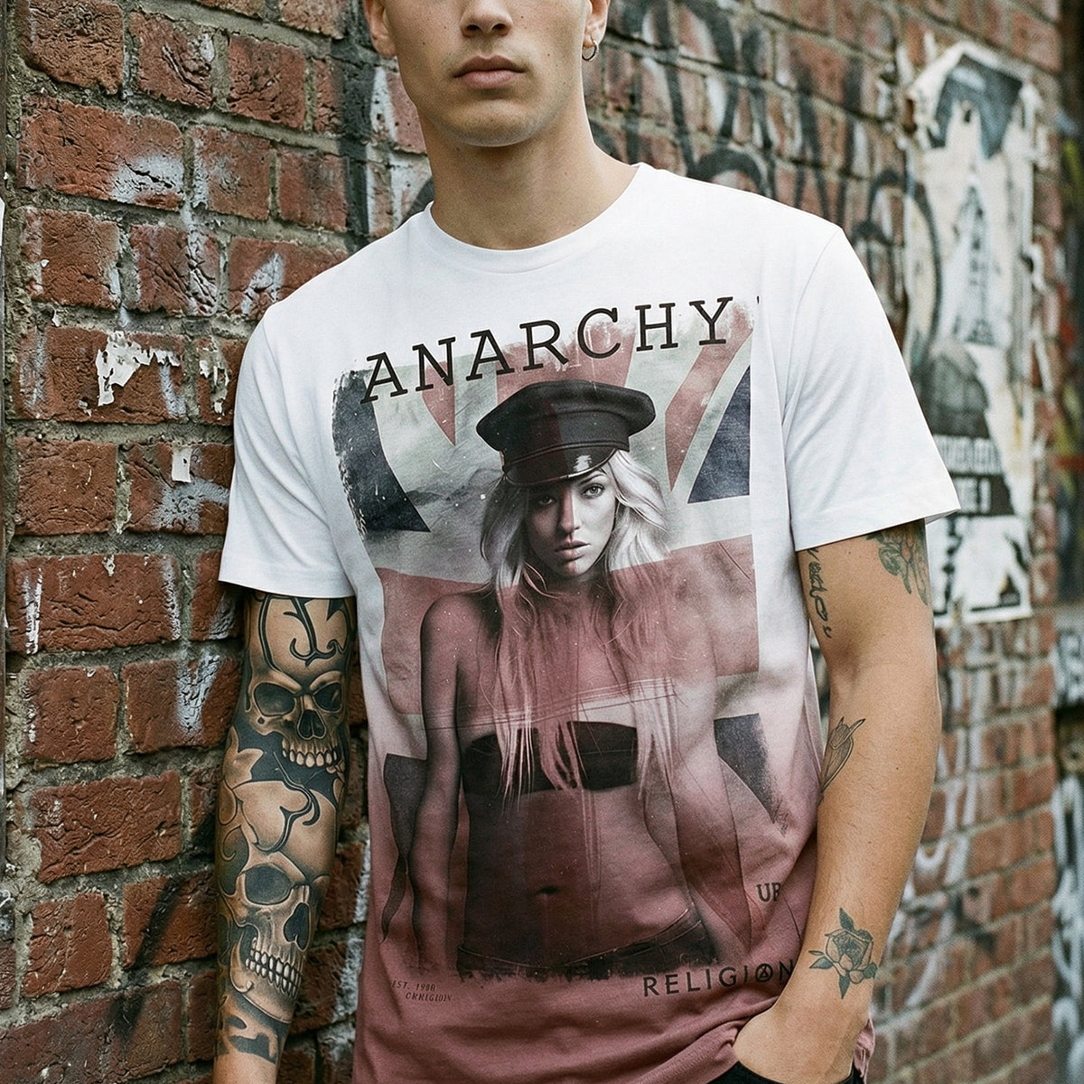 RELIGION Anarchy White & Red T-Shirt