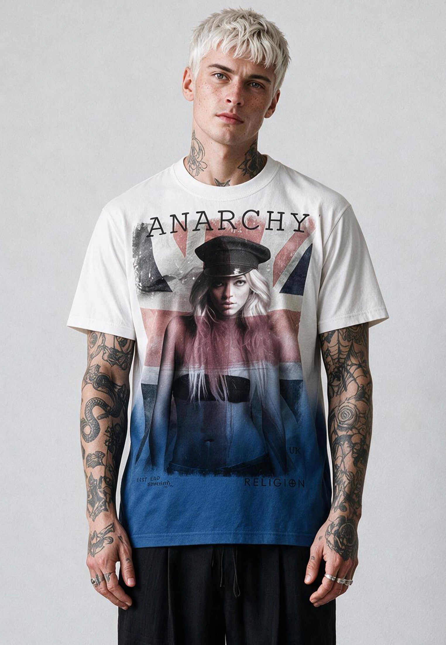 ANARCHY T-SHIRT WHITE & BLUE