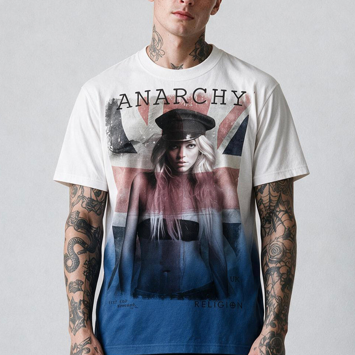 RELIGION Anarchy White & Blue T-Shirt