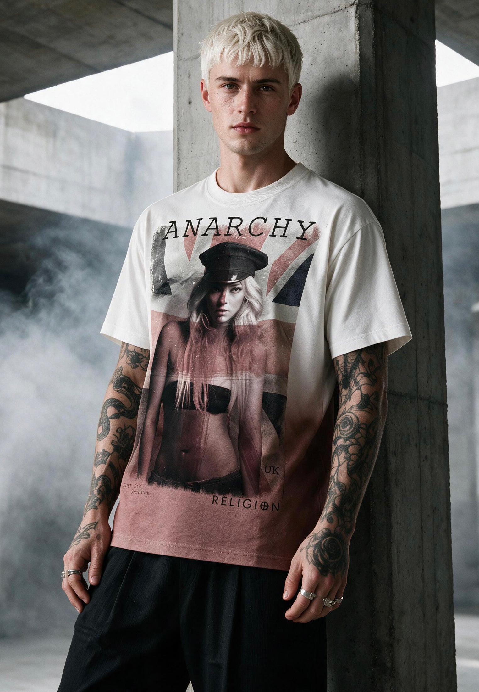 ANARCHY T-SHIRT WHITE & RED