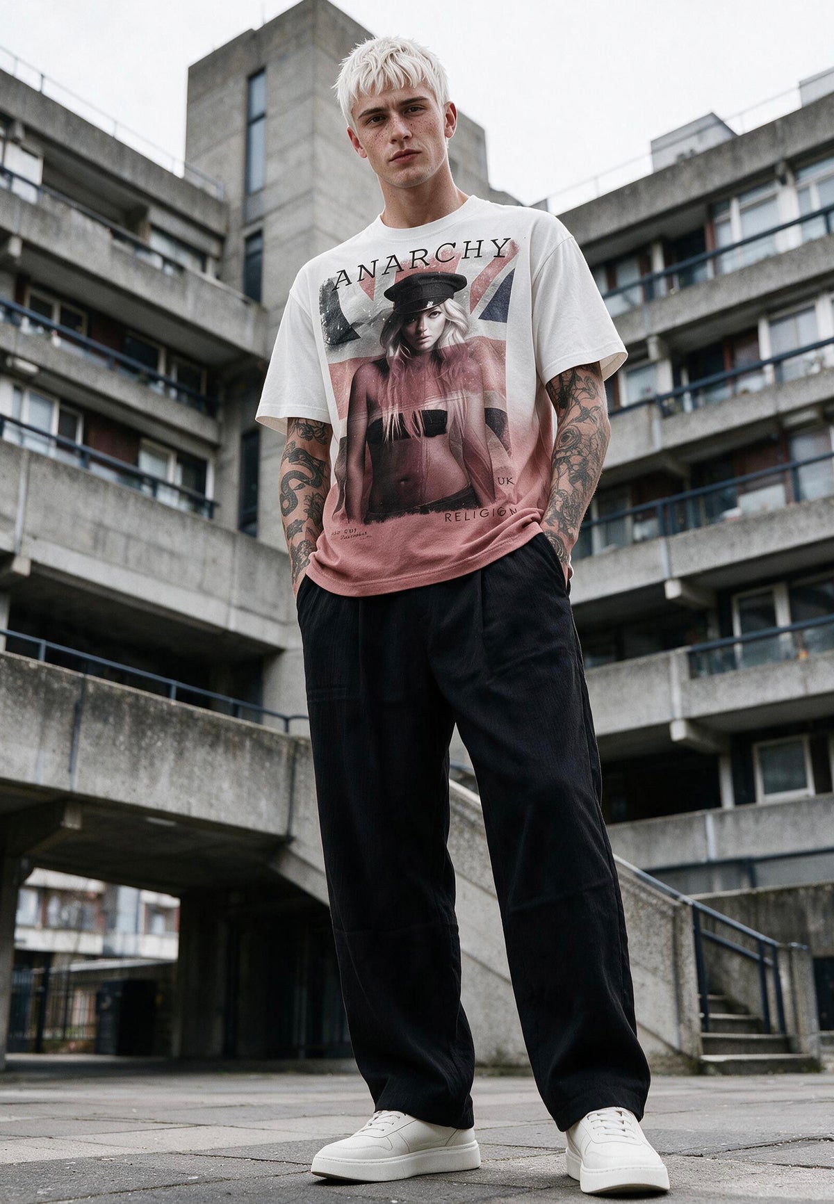 ANARCHY T-SHIRT WHITE & RED
