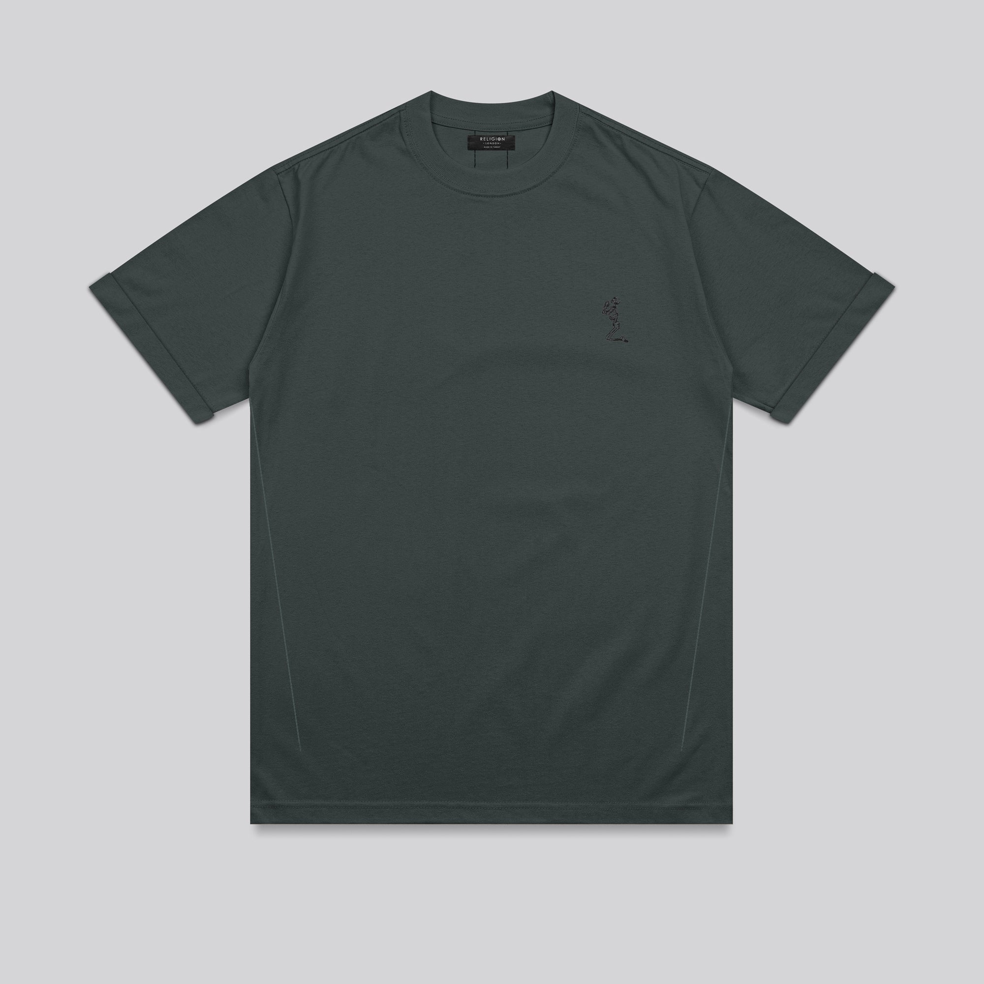 ESSENTIAL ROLLED CUFF T-SHIRT COAL