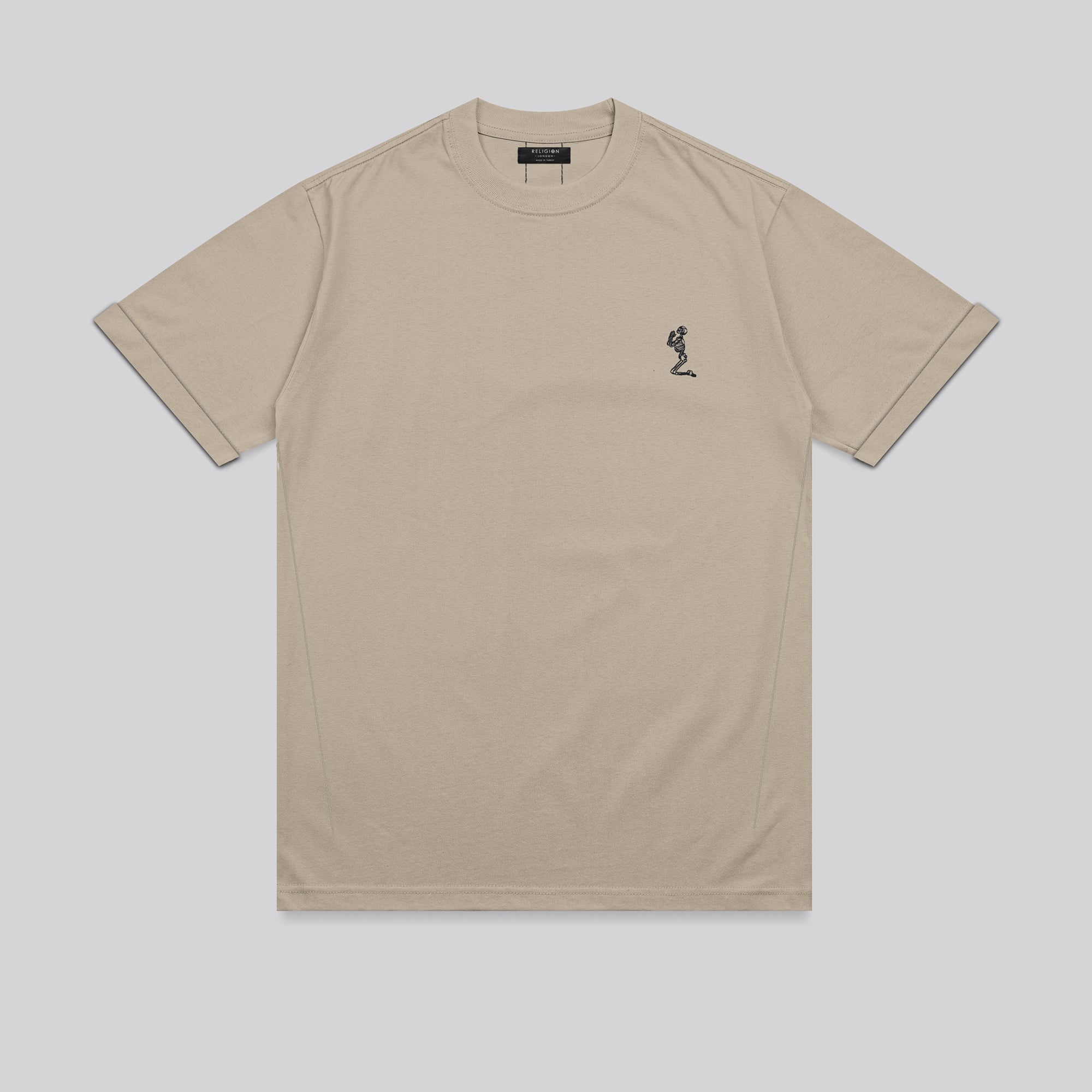 ESSENTIAL ROLLED CUFF T-SHIRT FAWN