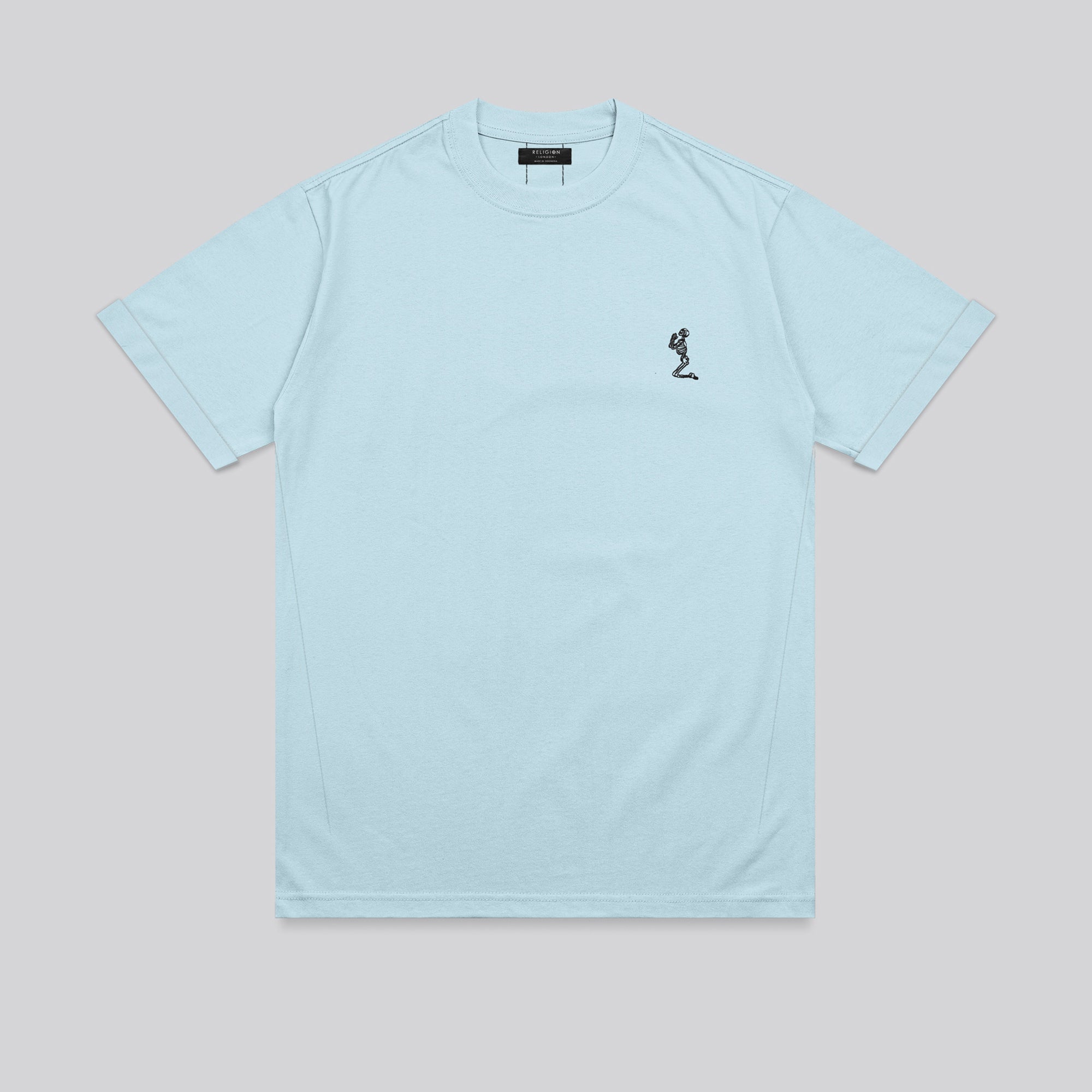 ESSENTIAL ROLLED CUFF T-SHIRT PALE BLUE