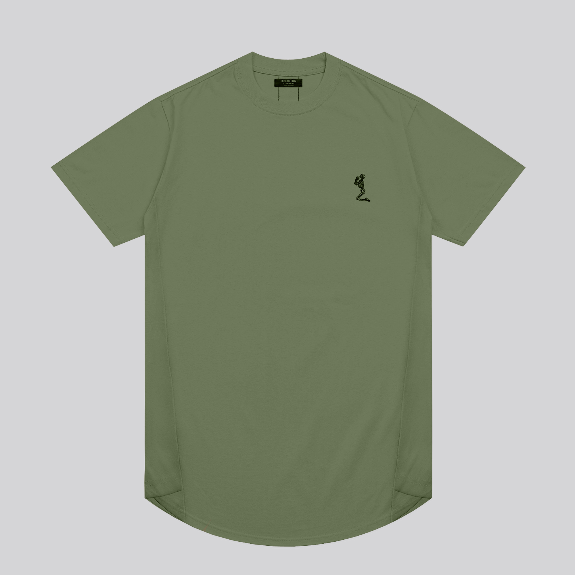 ESSENTIAL SWAG CURVED HEM DARK OLIVE T-SHIRT