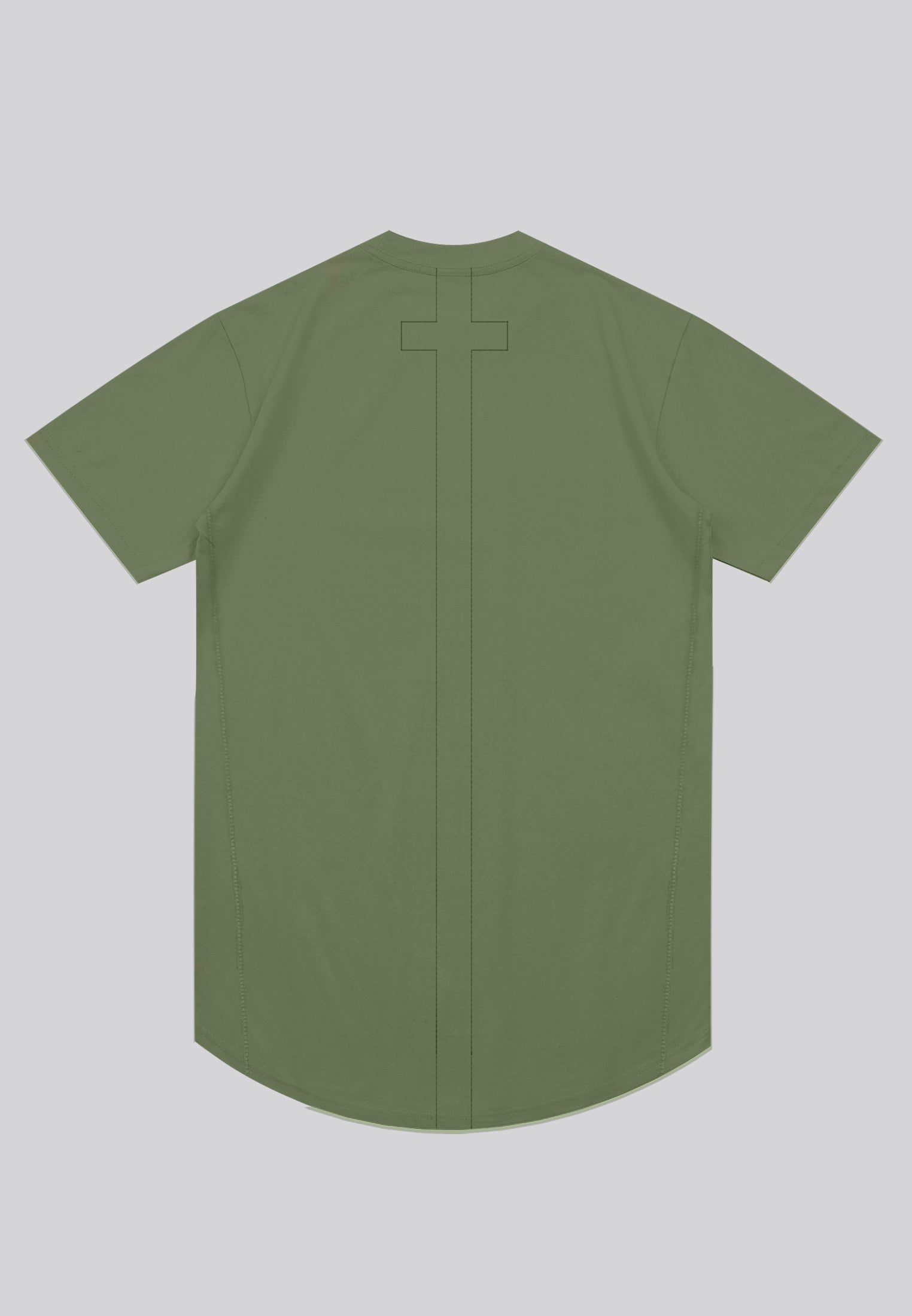 ESSENTIAL SWAG CURVED HEM DARK OLIVE T-SHIRT