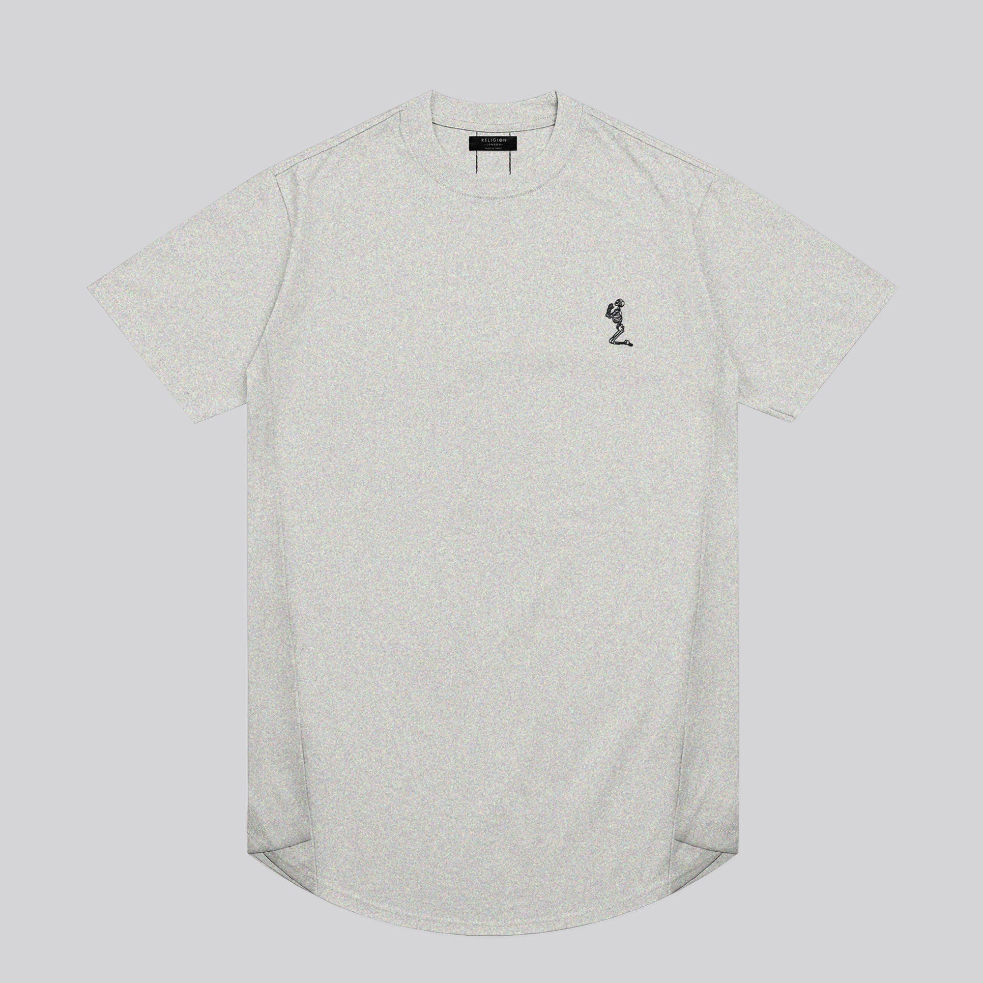 ESSENTIAL SWAG CURVED HEM GREY MARL T-SHIRT