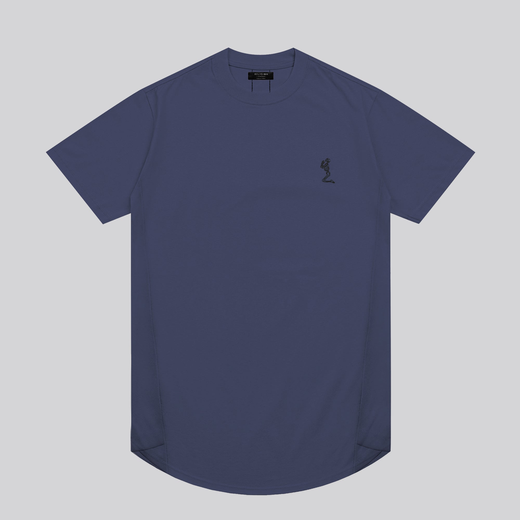 ESSENTIAL SWAG CURVED HEM INDIGO T-SHIRT