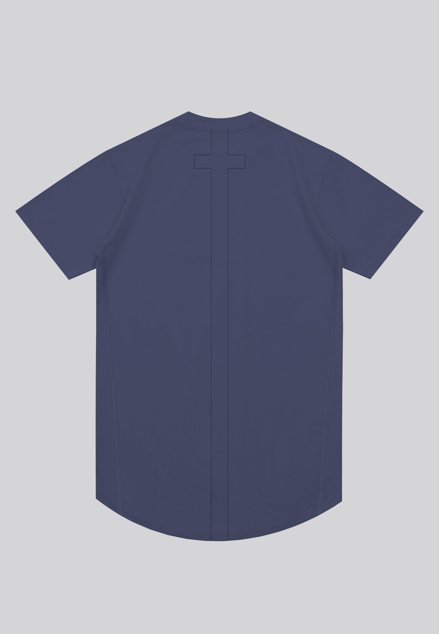 ESSENTIAL SWAG CURVED HEM INDIGO T-SHIRT