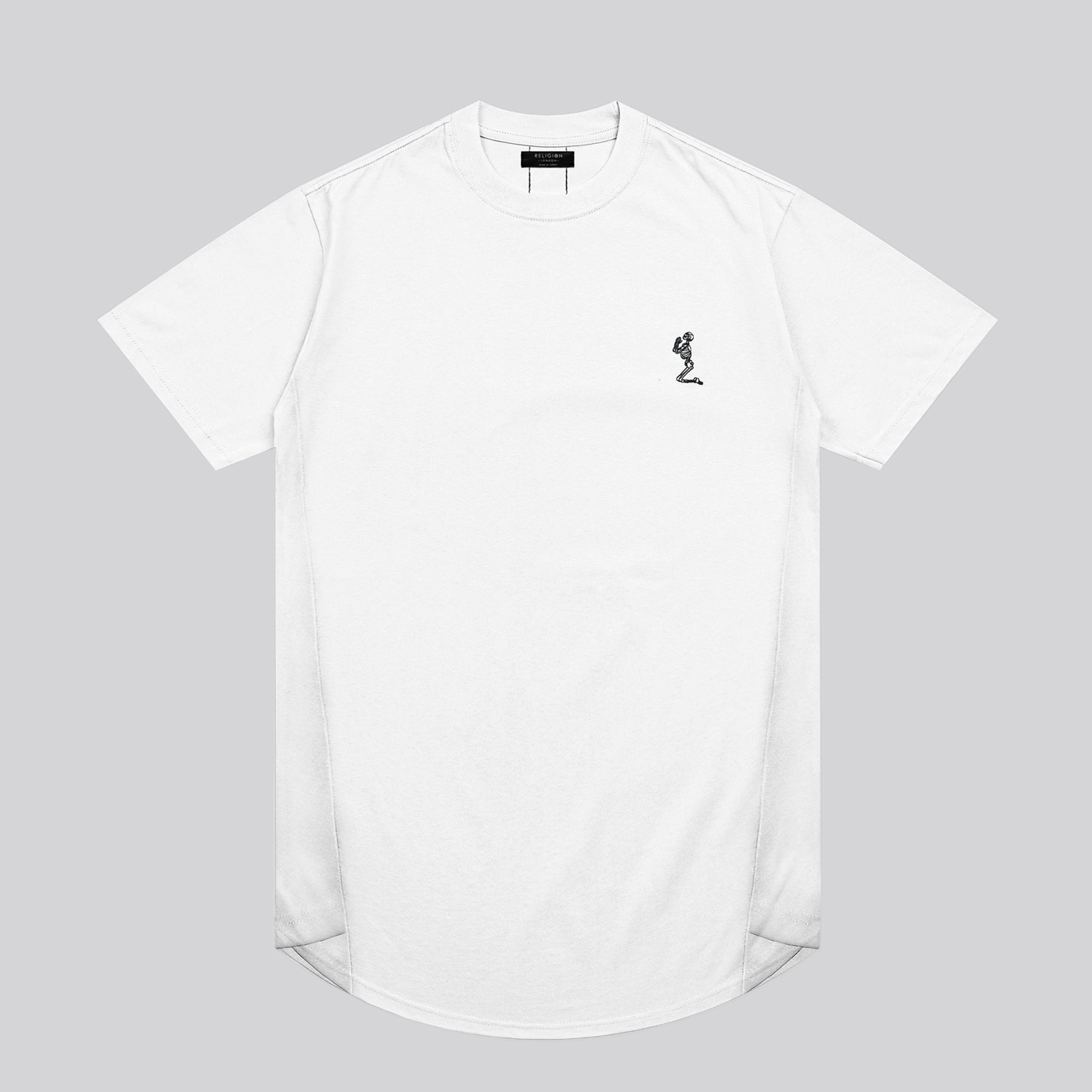 ESSENTIAL SWAG CURVED HEM WHITE T-SHIRT