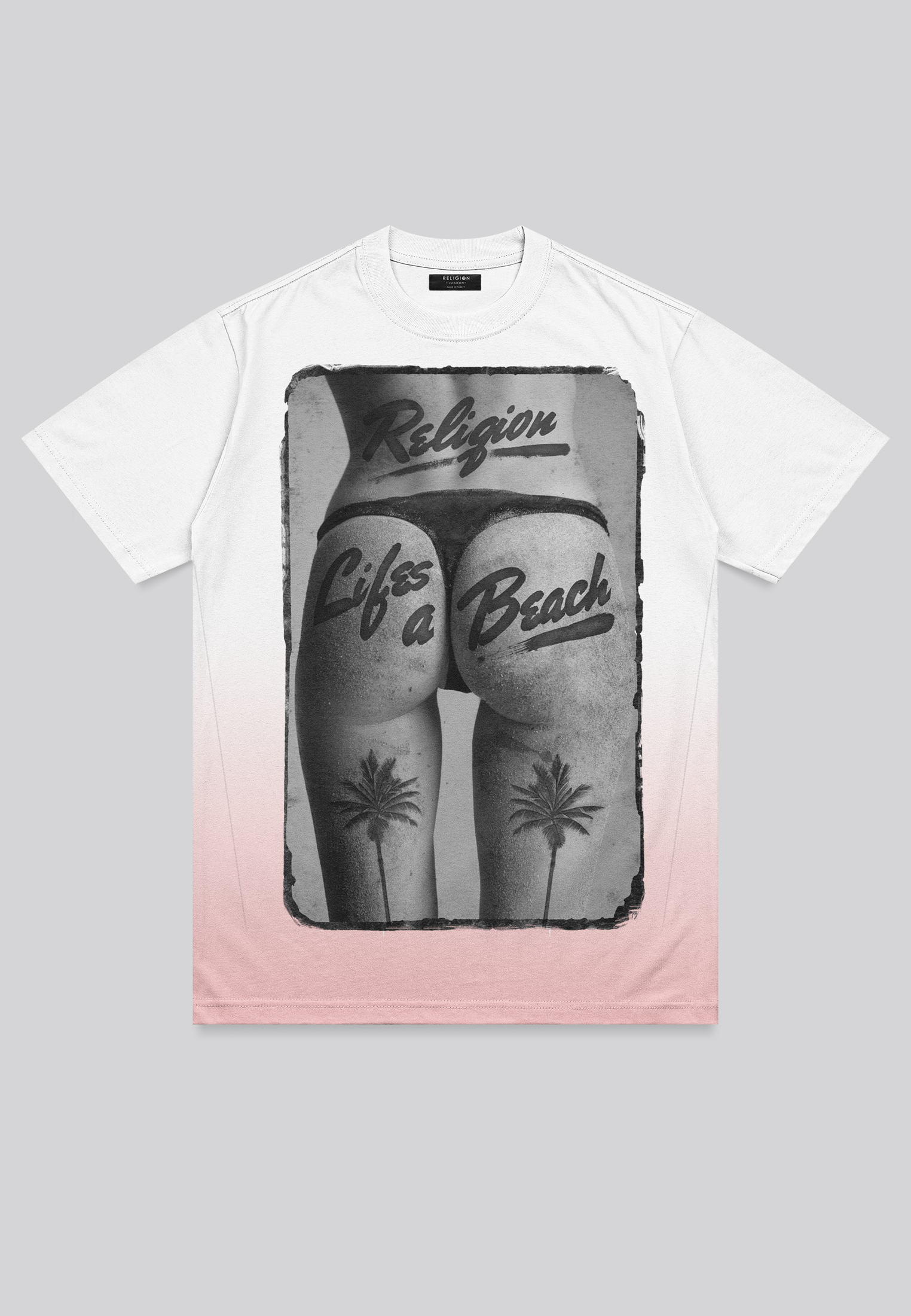 LIFES A BEACH WHITE & PINK T-SHIRT