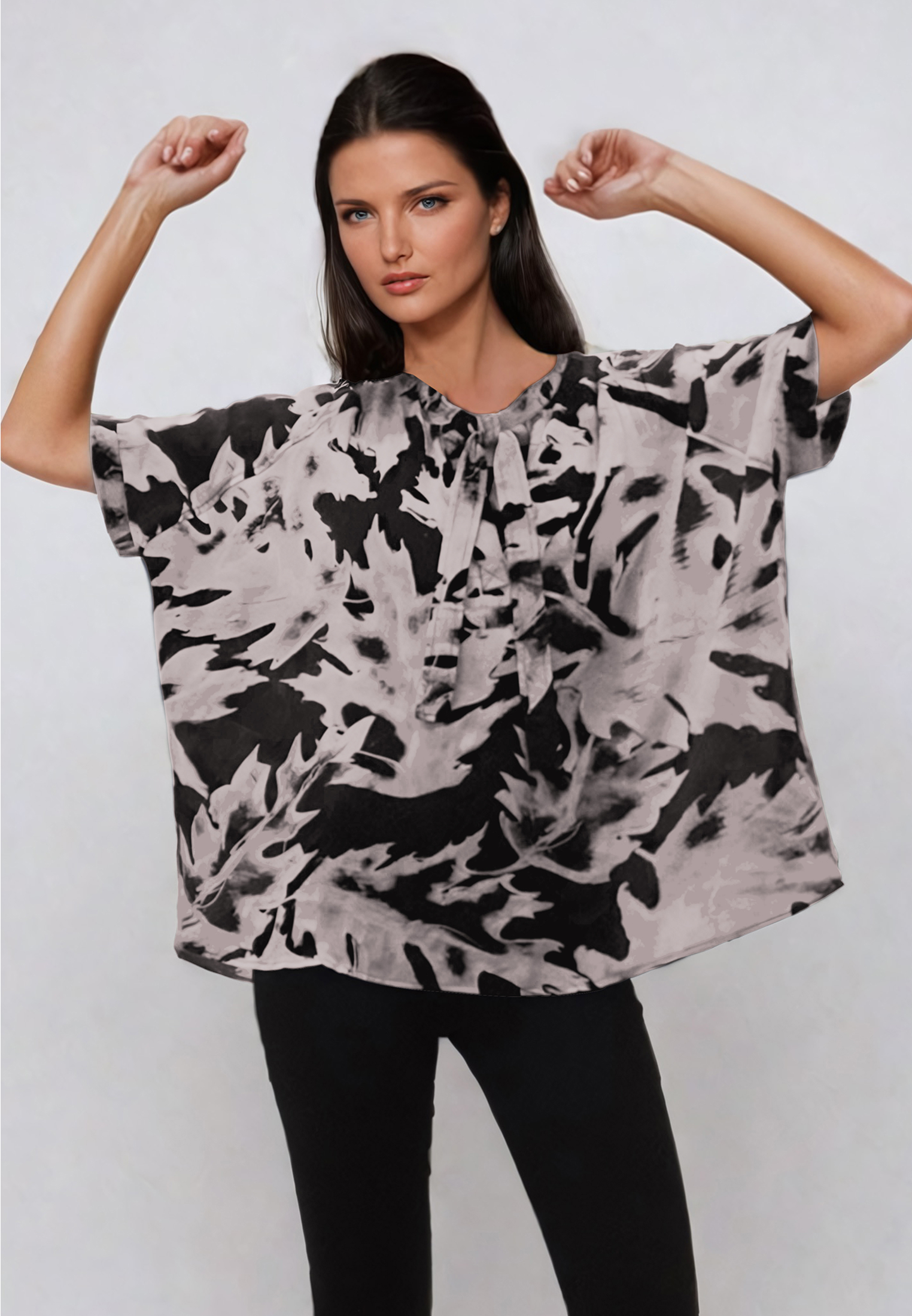 HIDDEN BLOUSE CAMO BLACK