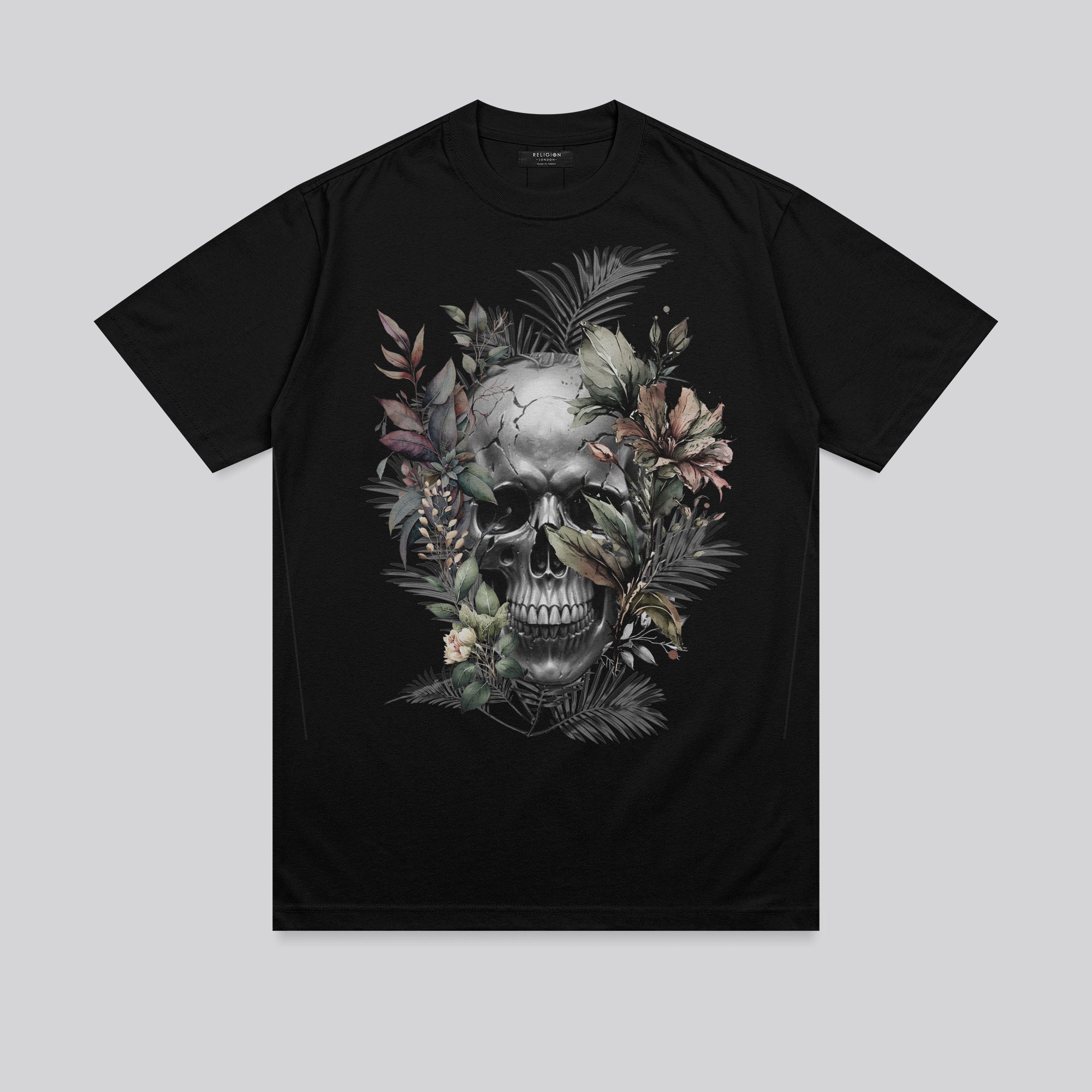 BOTANICAL SKULL T-SHIRT BLACK