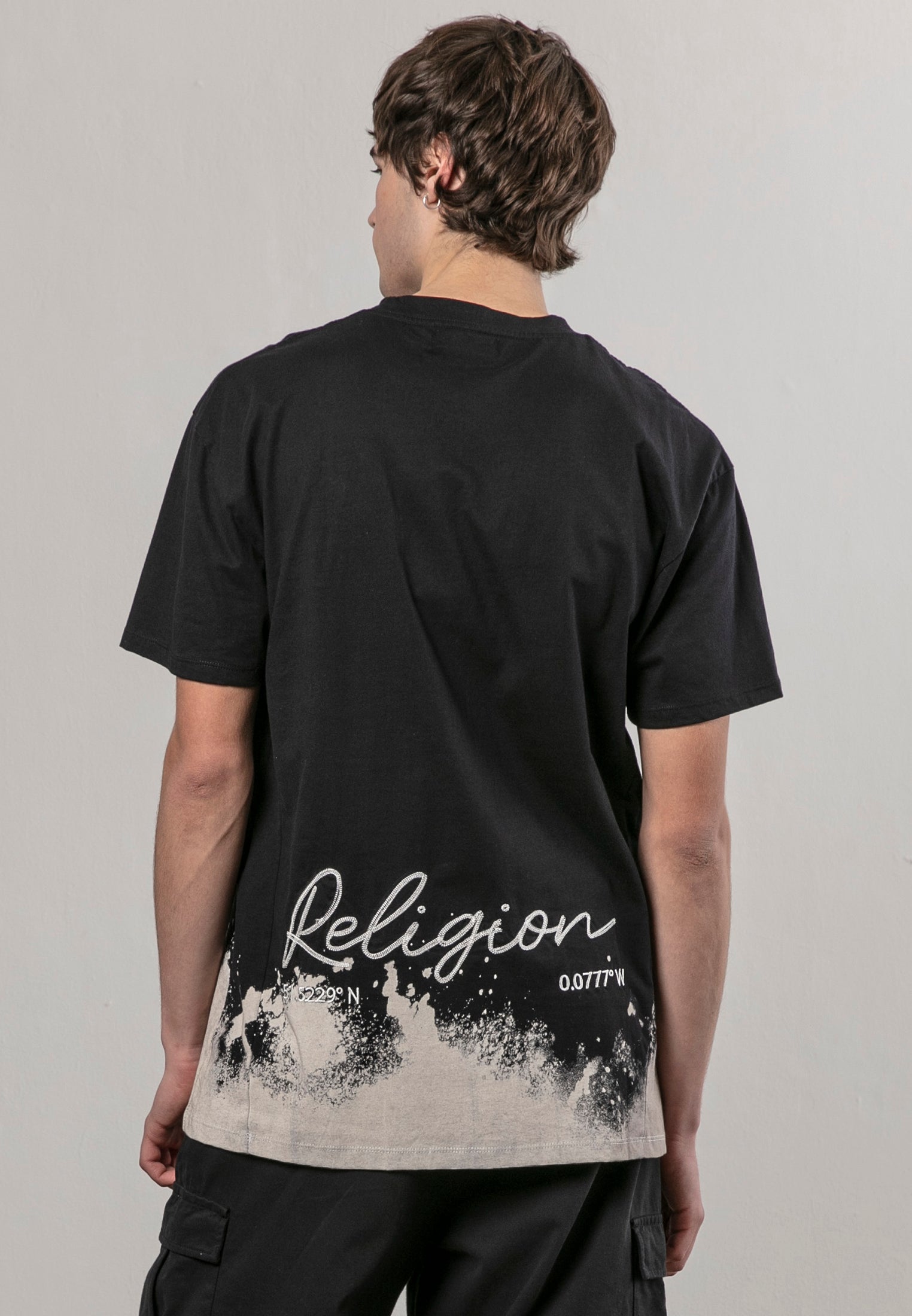 RELIGION BLEACH BLACK T-SHIRT