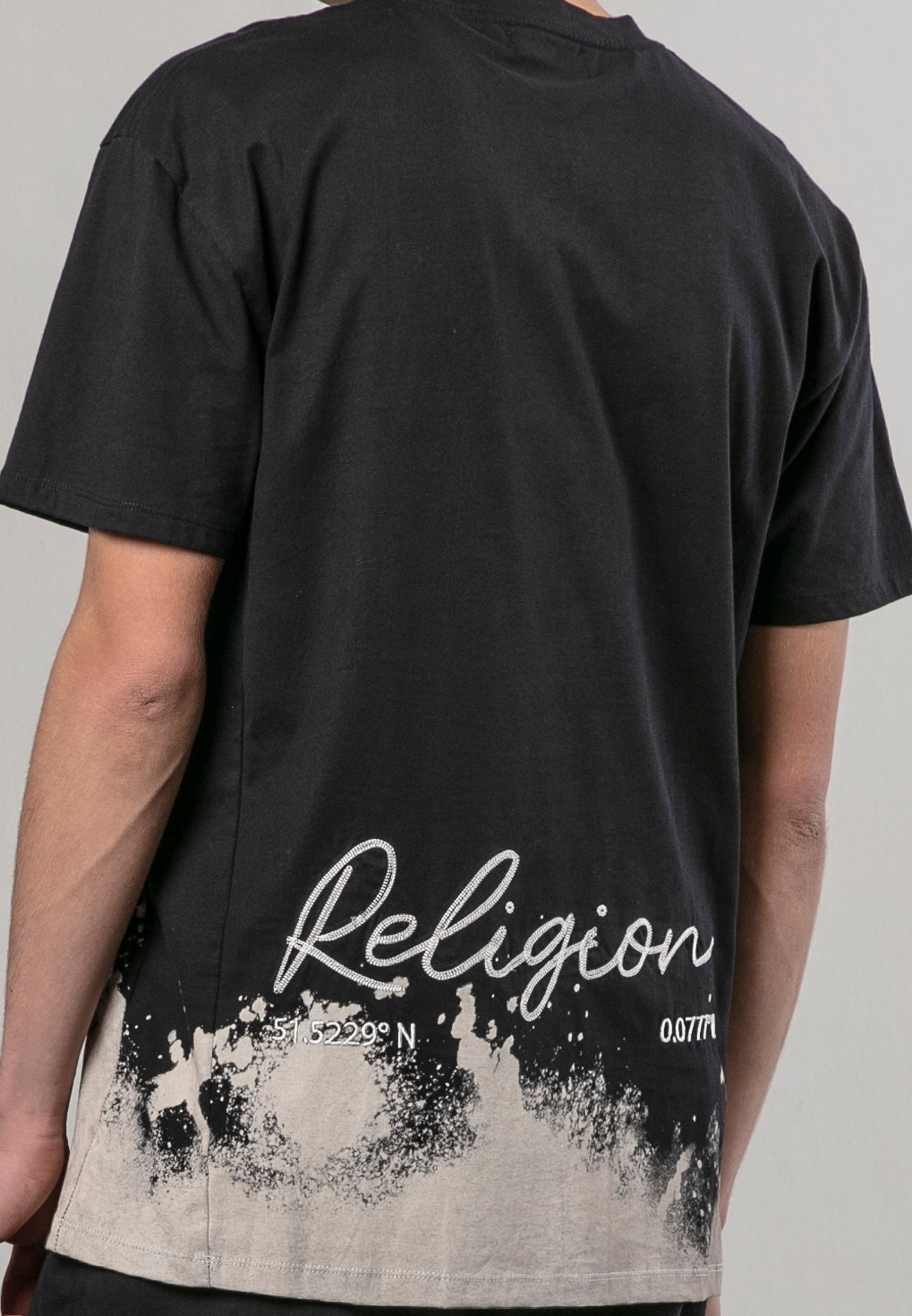 RELIGION BLEACH BLACK T-SHIRT