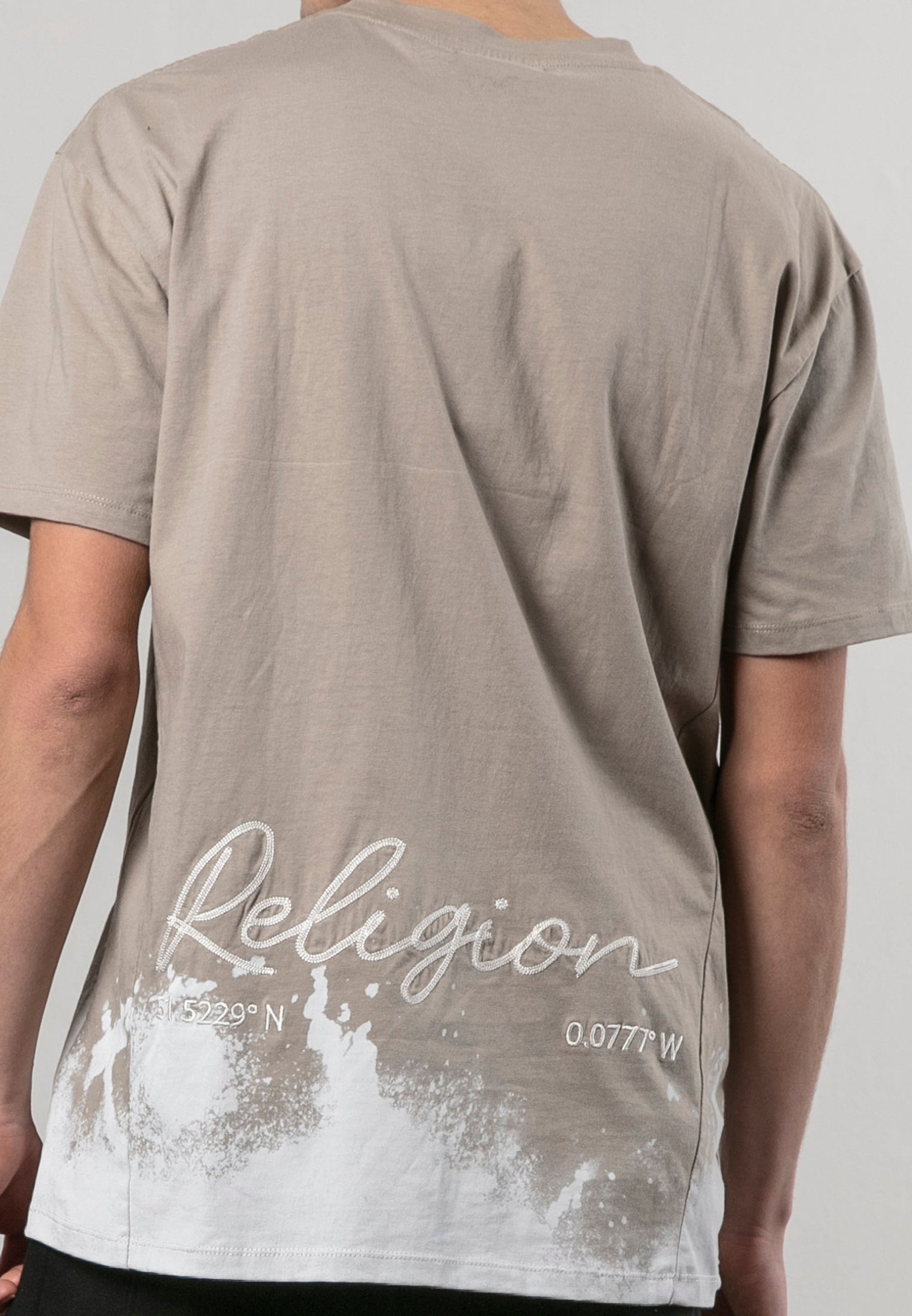 RELIGION BLEACH T-SHIRT FAWN