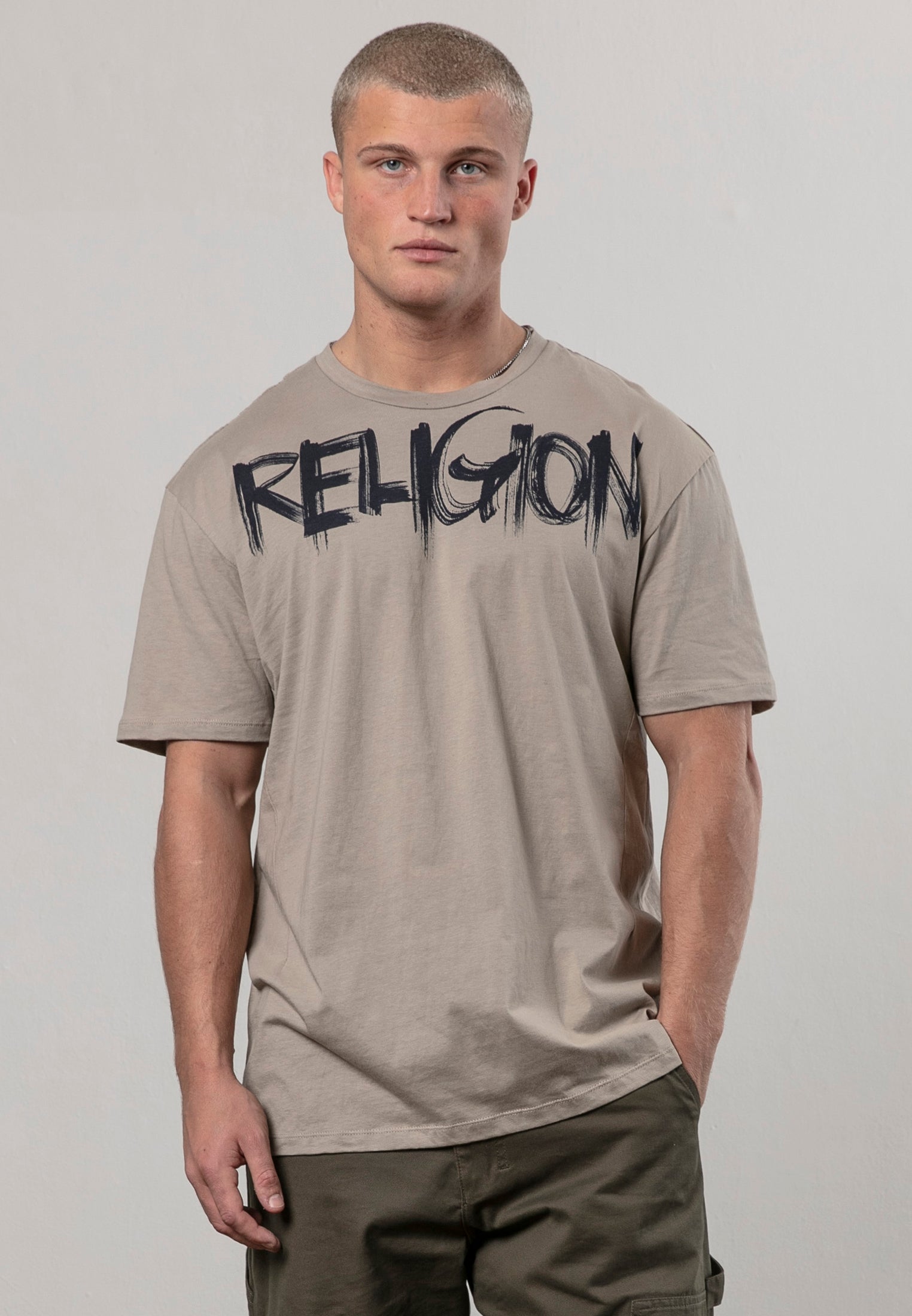 RELIGION BRUSH T-SHIRT FAWN