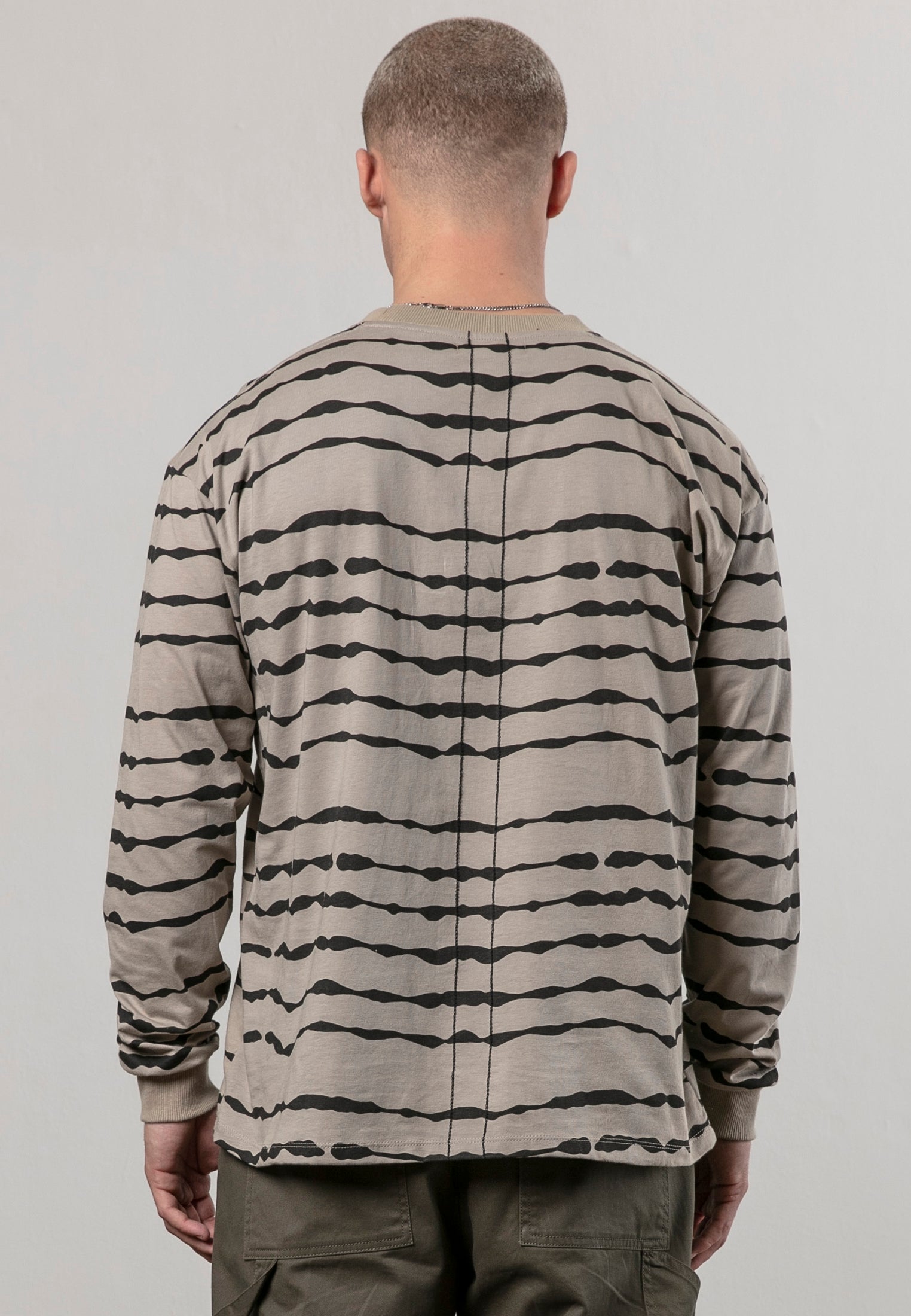 STRIPES LS T-SHIRT FAWN & BLACK