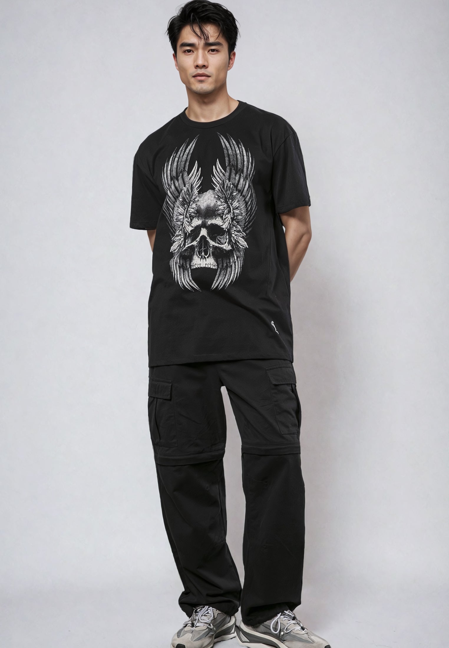 WINGS SKULL T-SHIRT JET BLACK