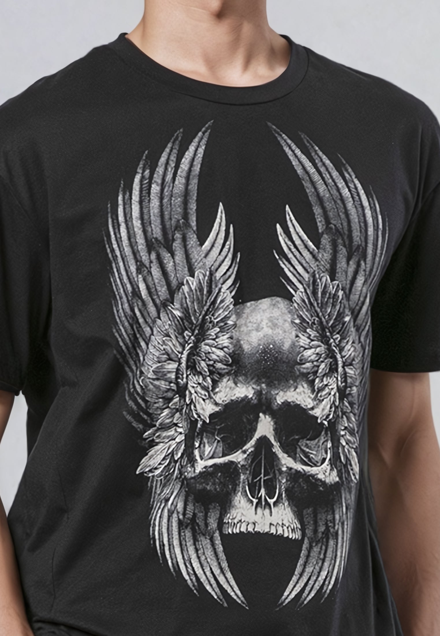 WINGS SKULL T-SHIRT JET BLACK