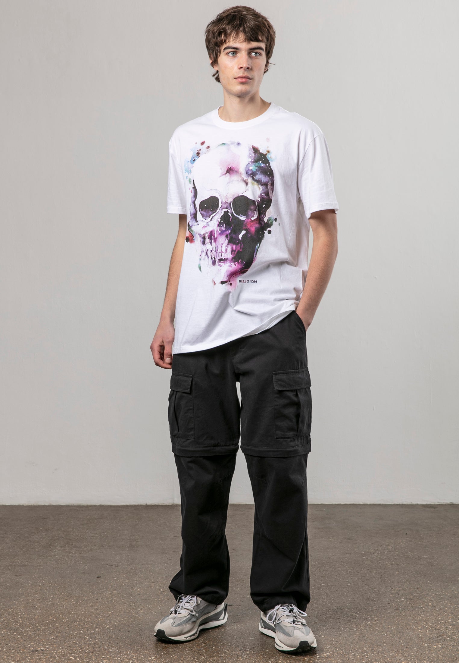 WATERCOLOUR SKULL T-SHIRT WHITE