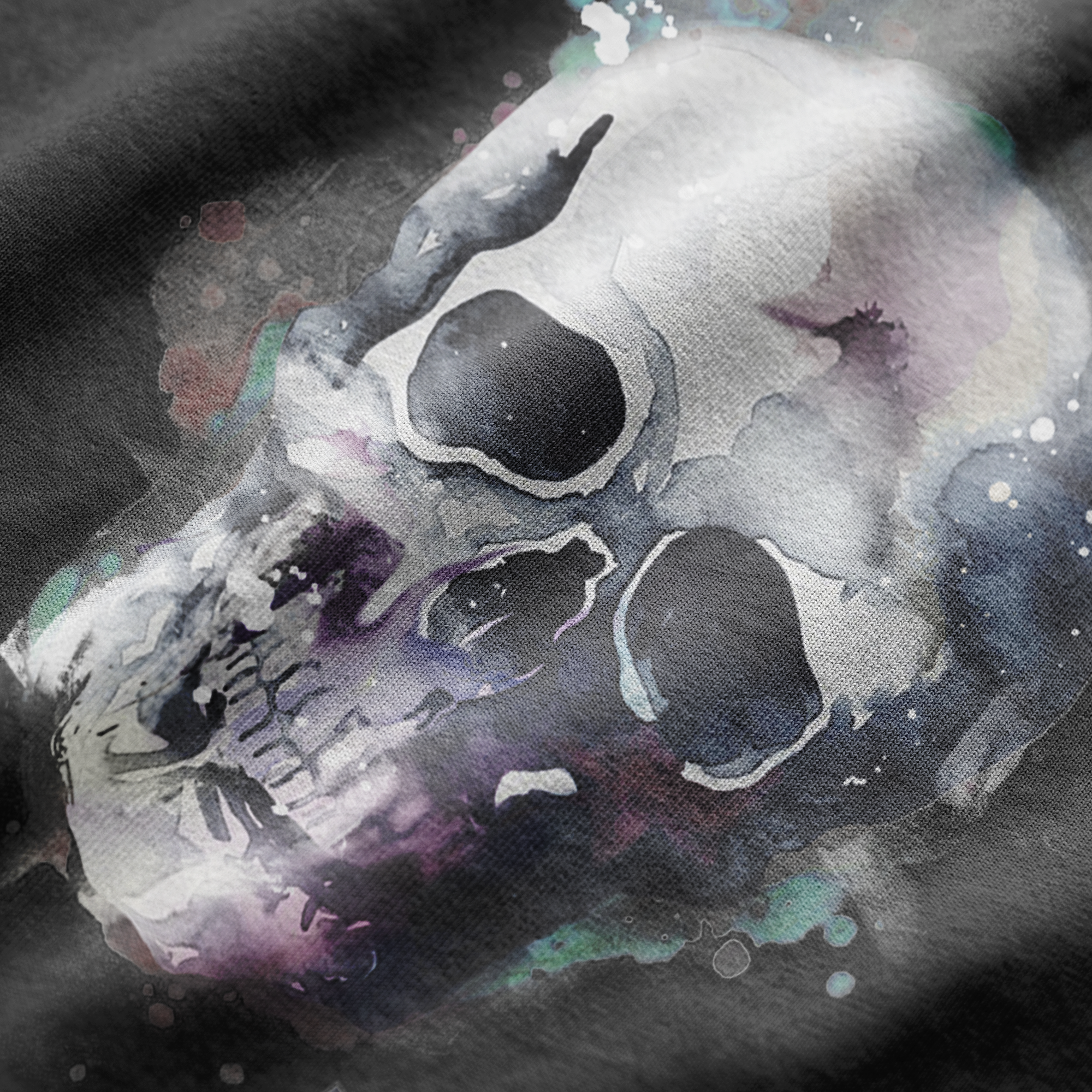 WATERCOLOUR SKULL T-SHIRT BLACK