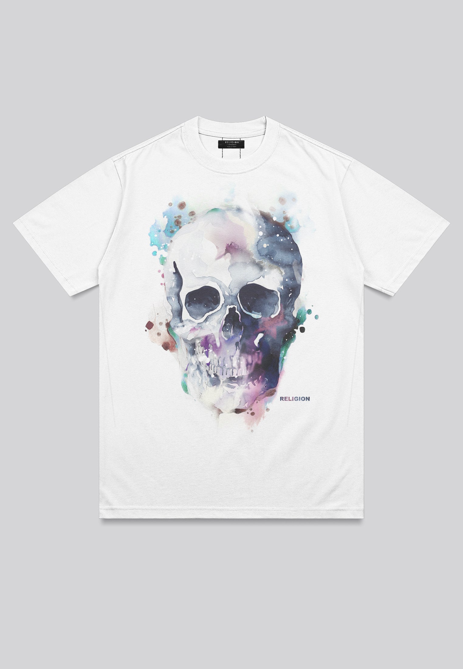 WATERCOLOUR SKULL T-SHIRT WHITE