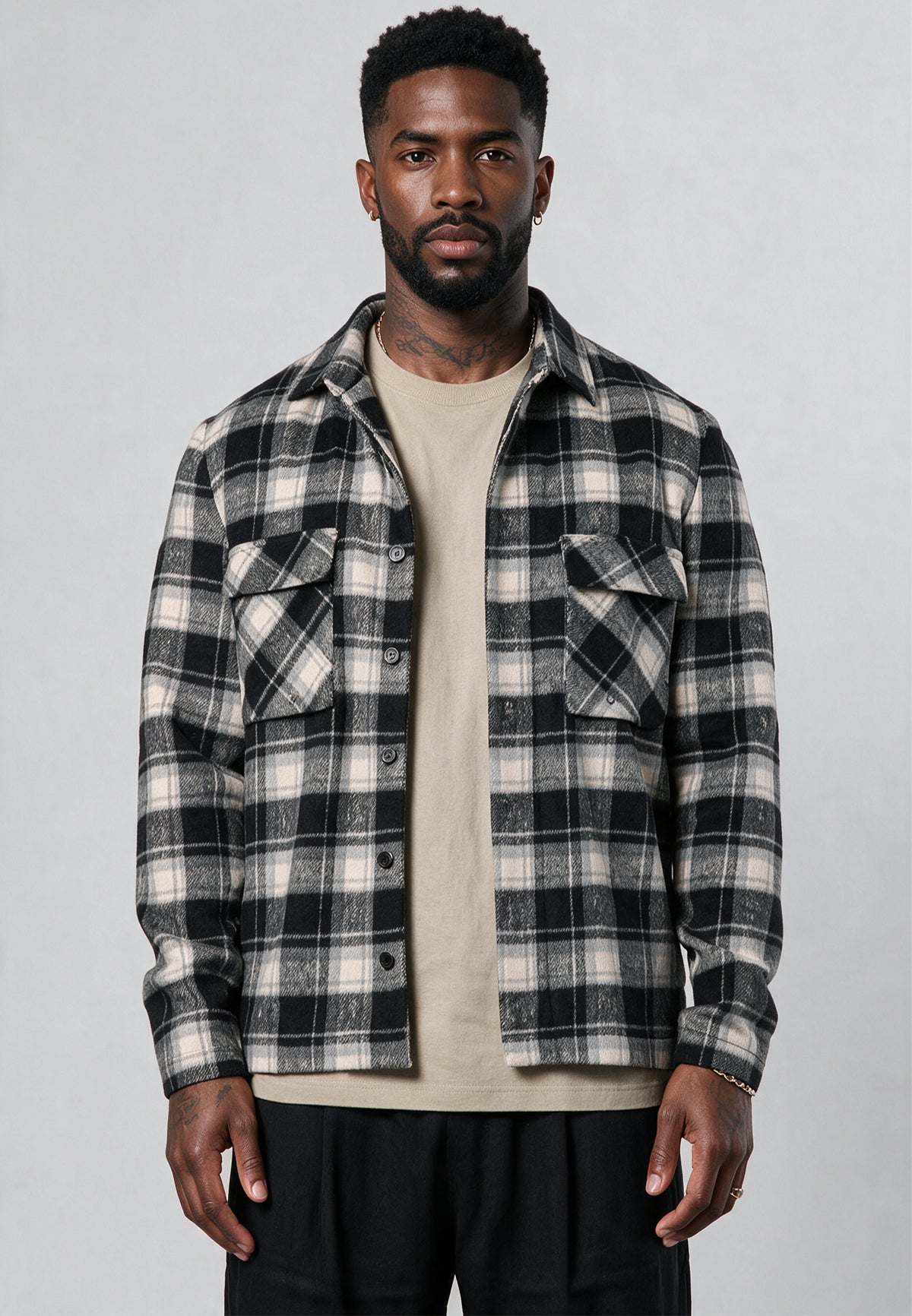 LUMBER SHIRT BLACK & OFF WHITE