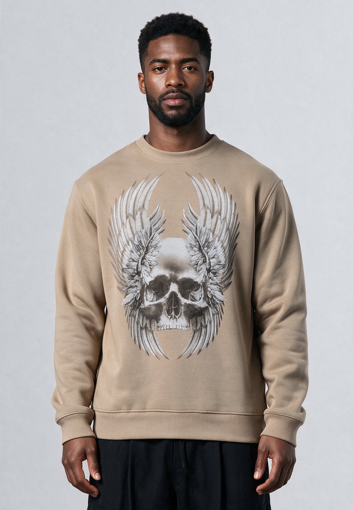 WINGS SKULL SWEAT FAWN