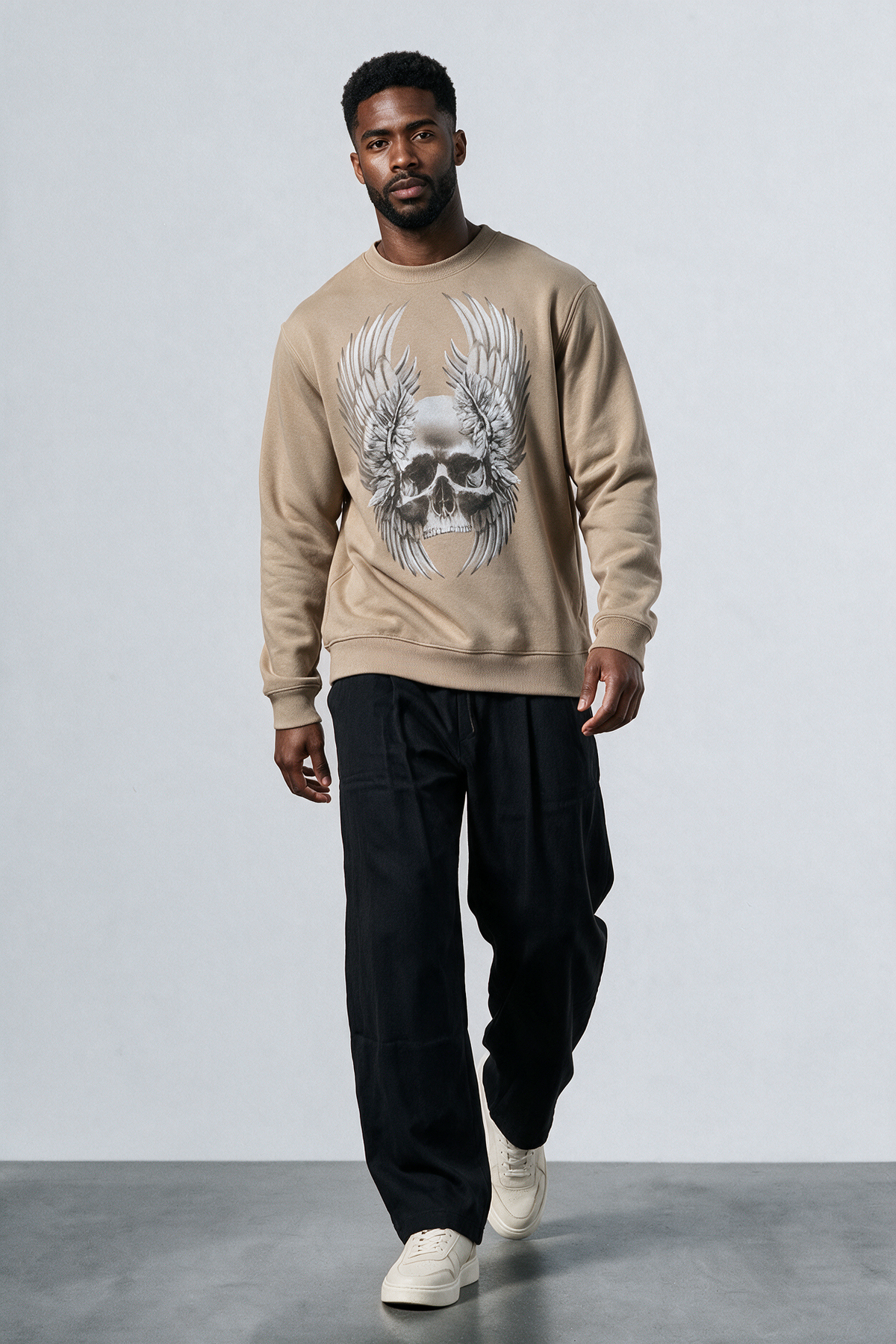 WINGS SKULL SWEAT FAWN