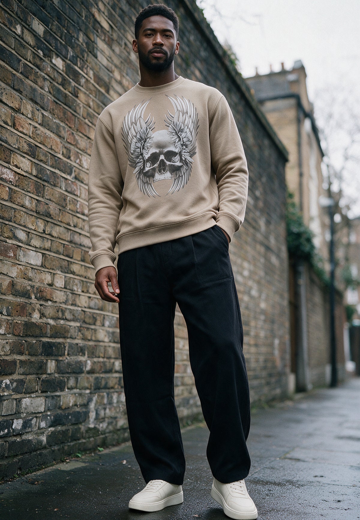 WINGS SKULL SWEAT FAWN