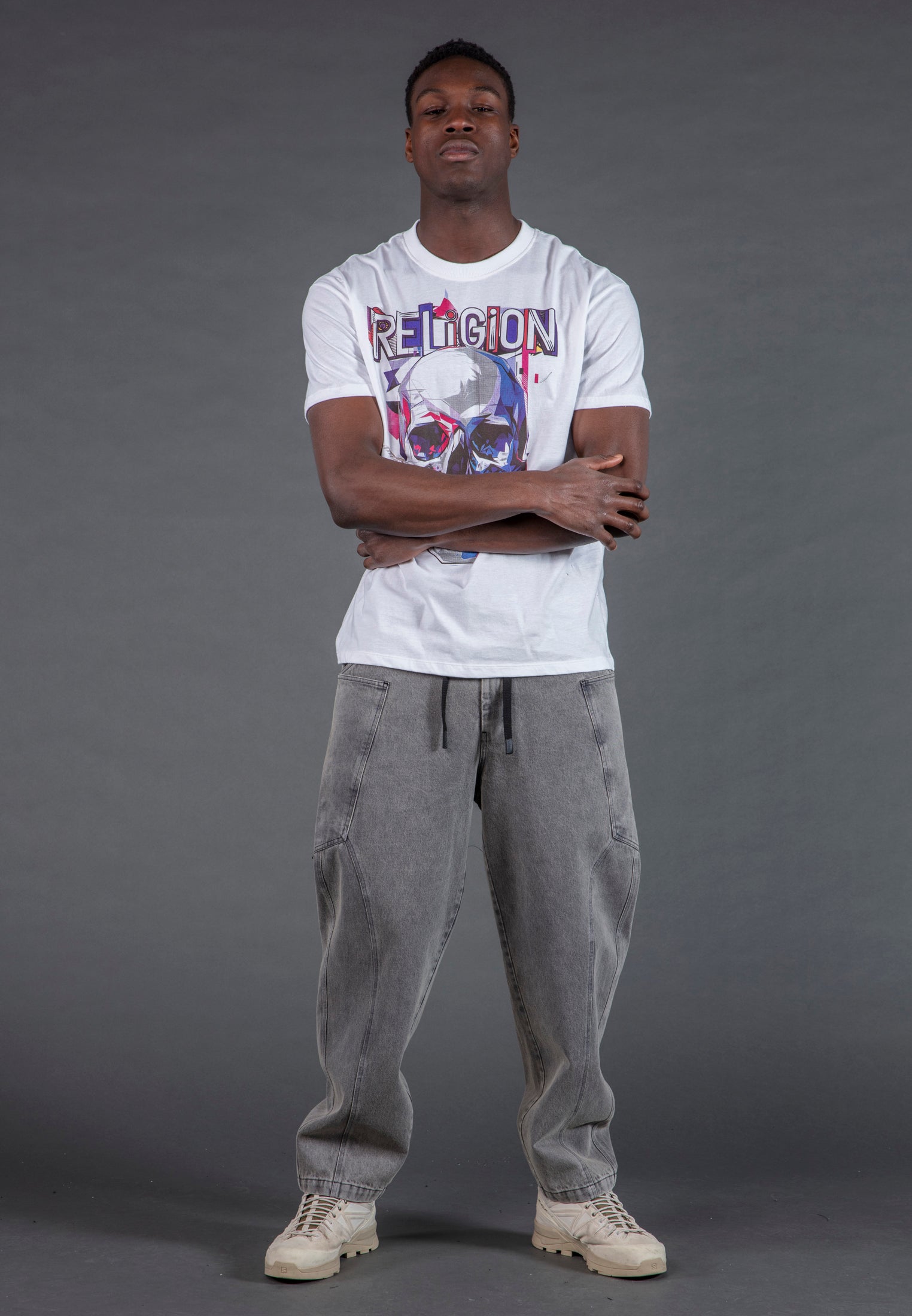 GEOMETRIC SKULL T-SHIRT WHITE