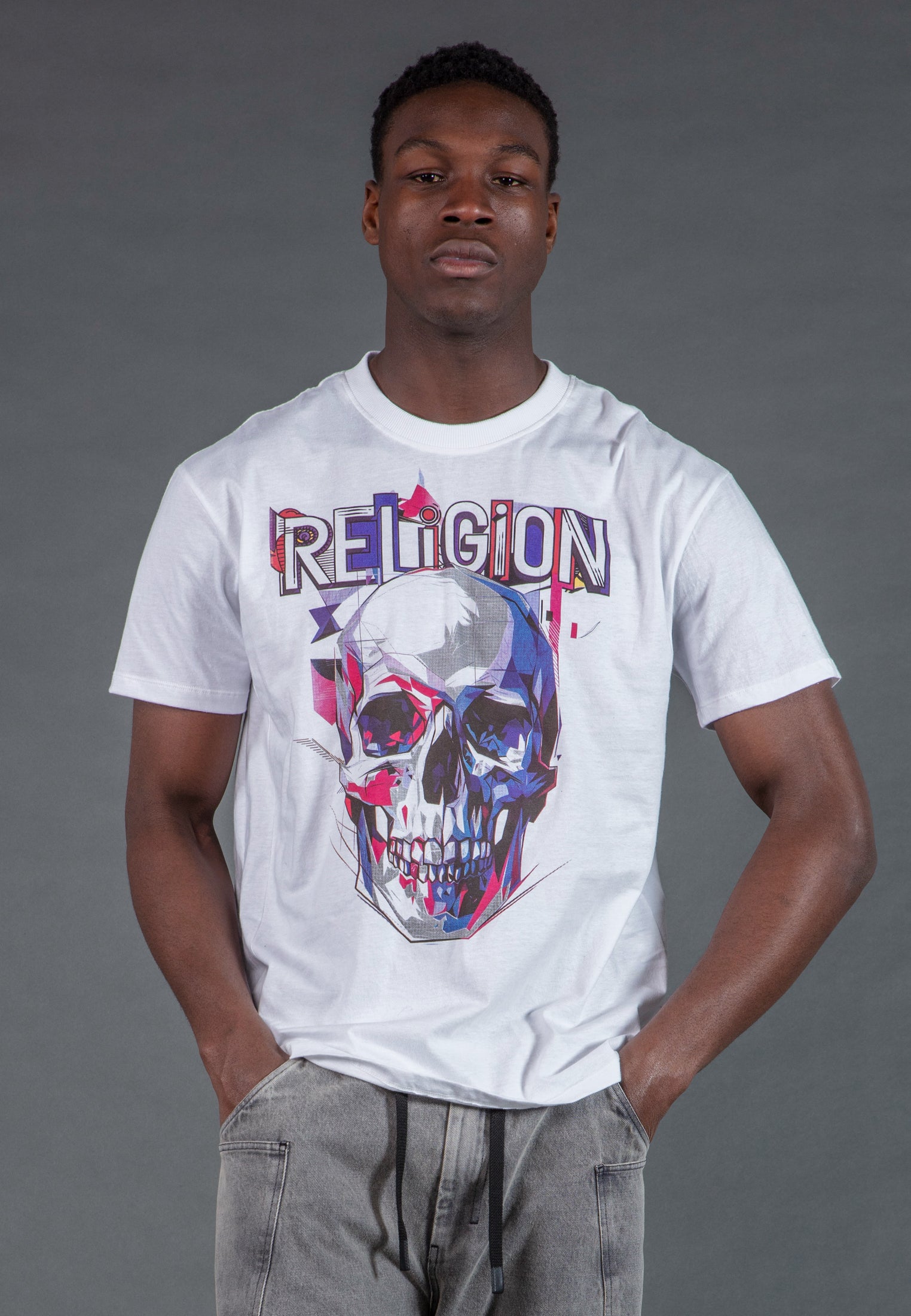 GEOMETRIC SKULL T-SHIRT WHITE