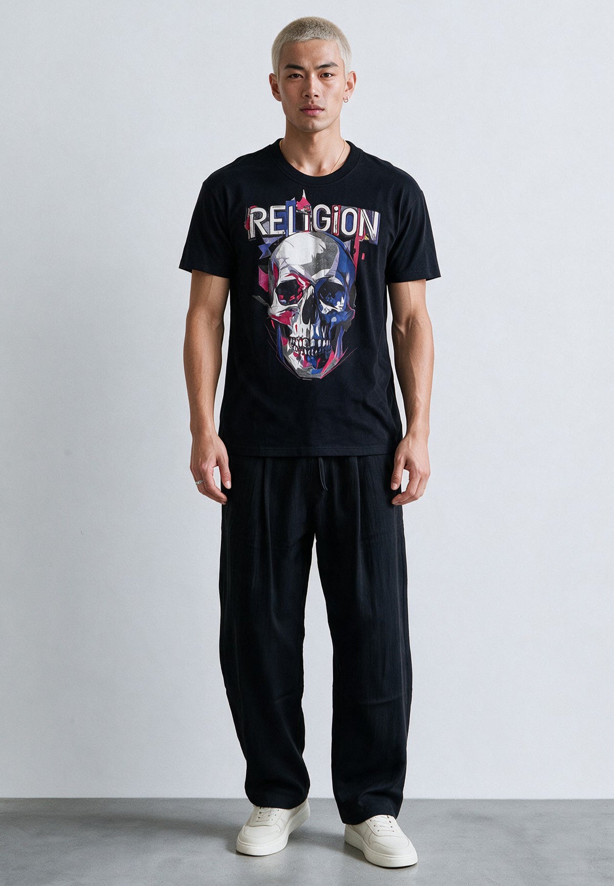 GEOMETRIC SKULL T-SHIRT BLACK