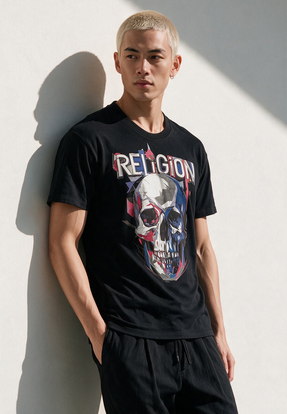 GEOMETRIC SKULL T-SHIRT BLACK