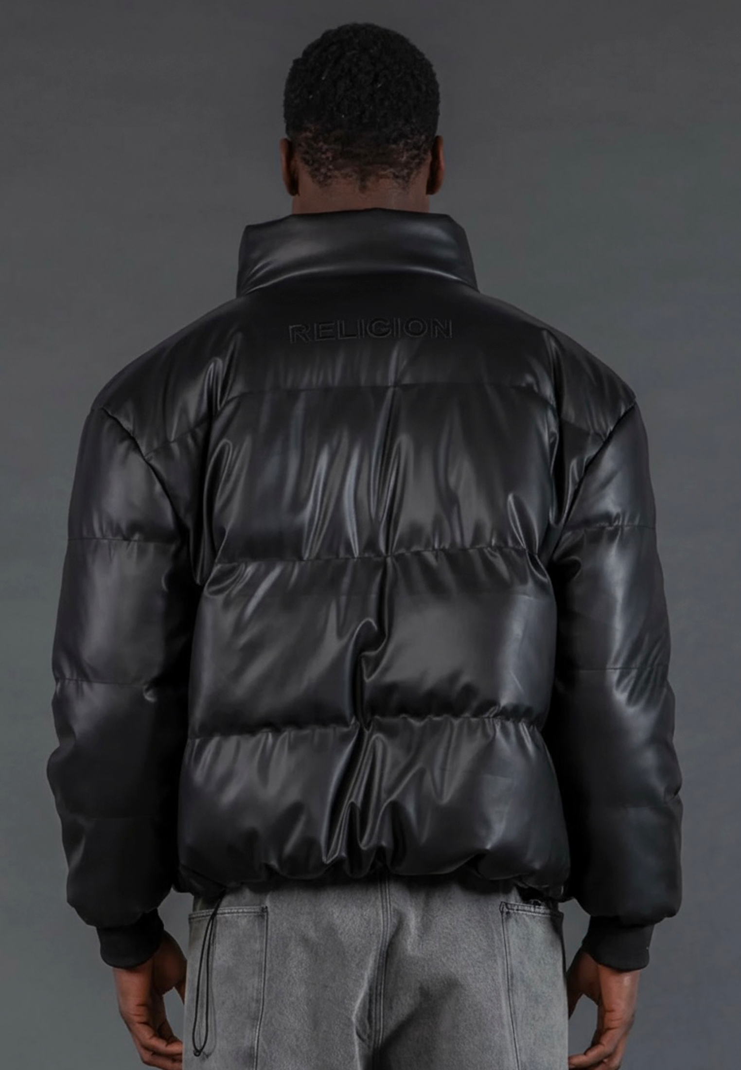 PU PUFFER JACKET BLACK