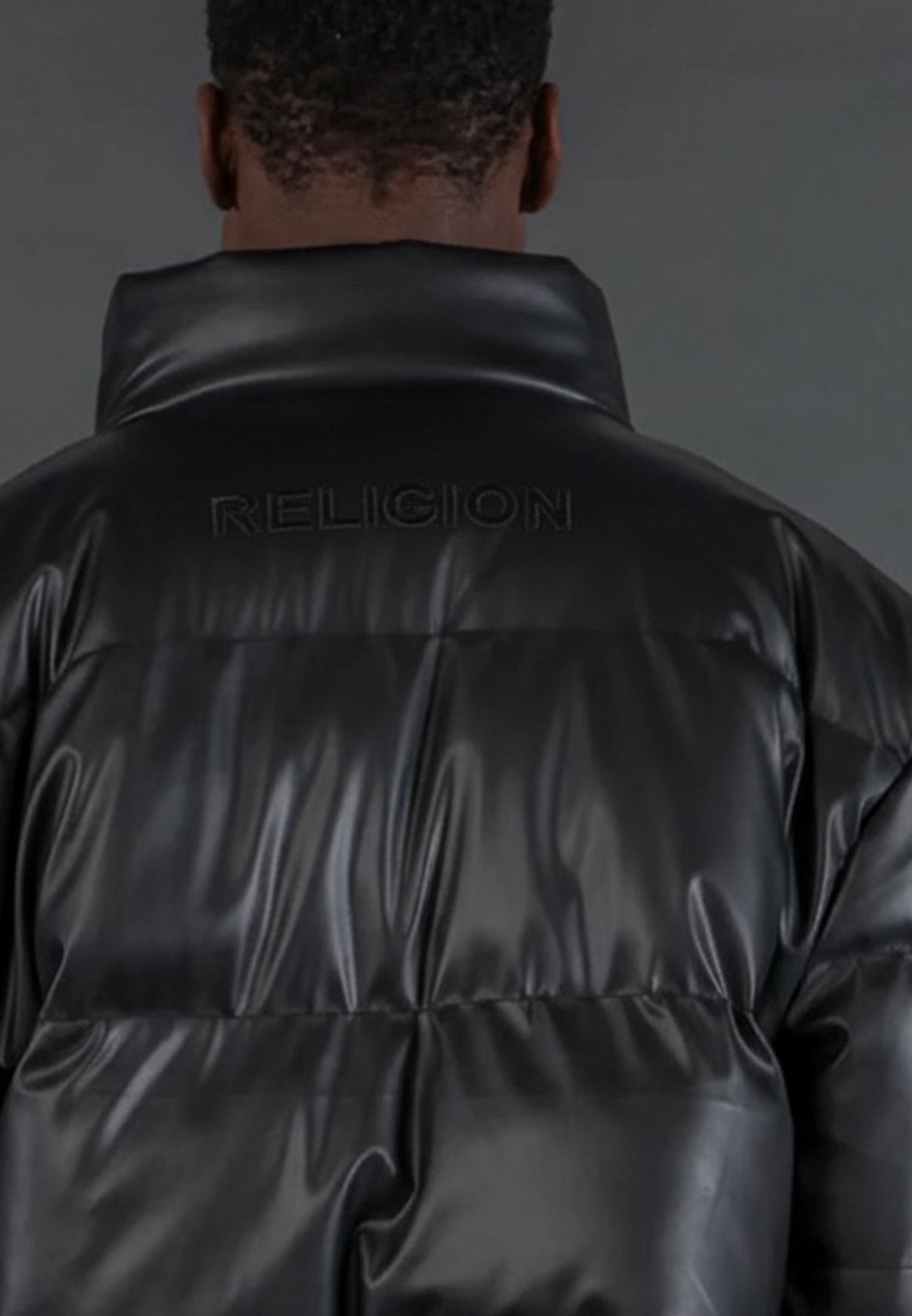 PU PUFFER JACKET BLACK